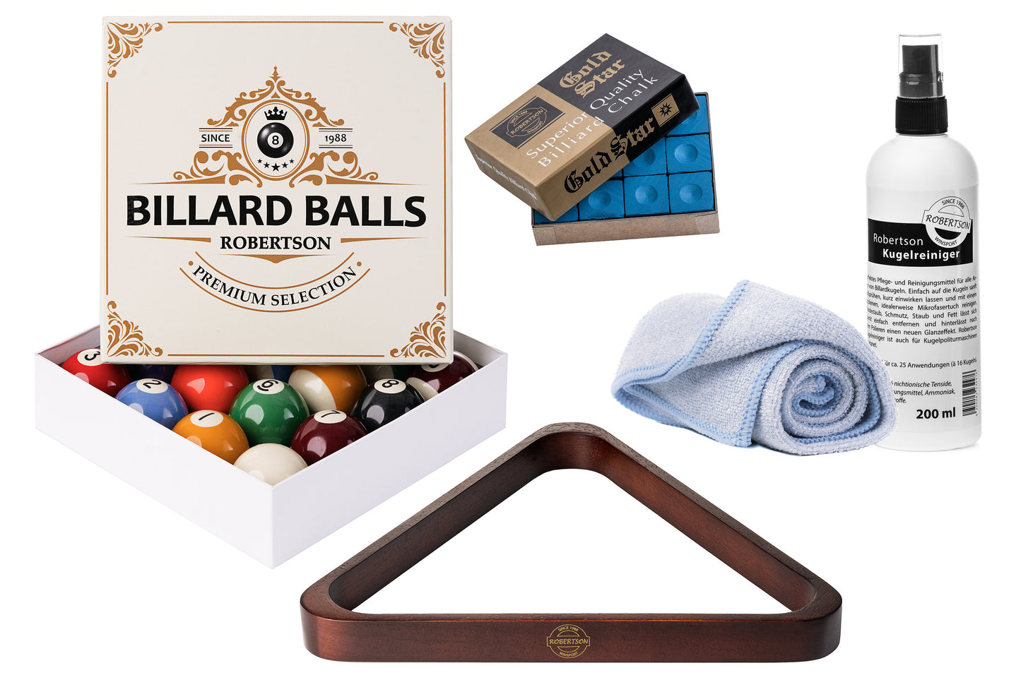 Set de boules Robertson avec triangle, craie et nettoyant+chiffon