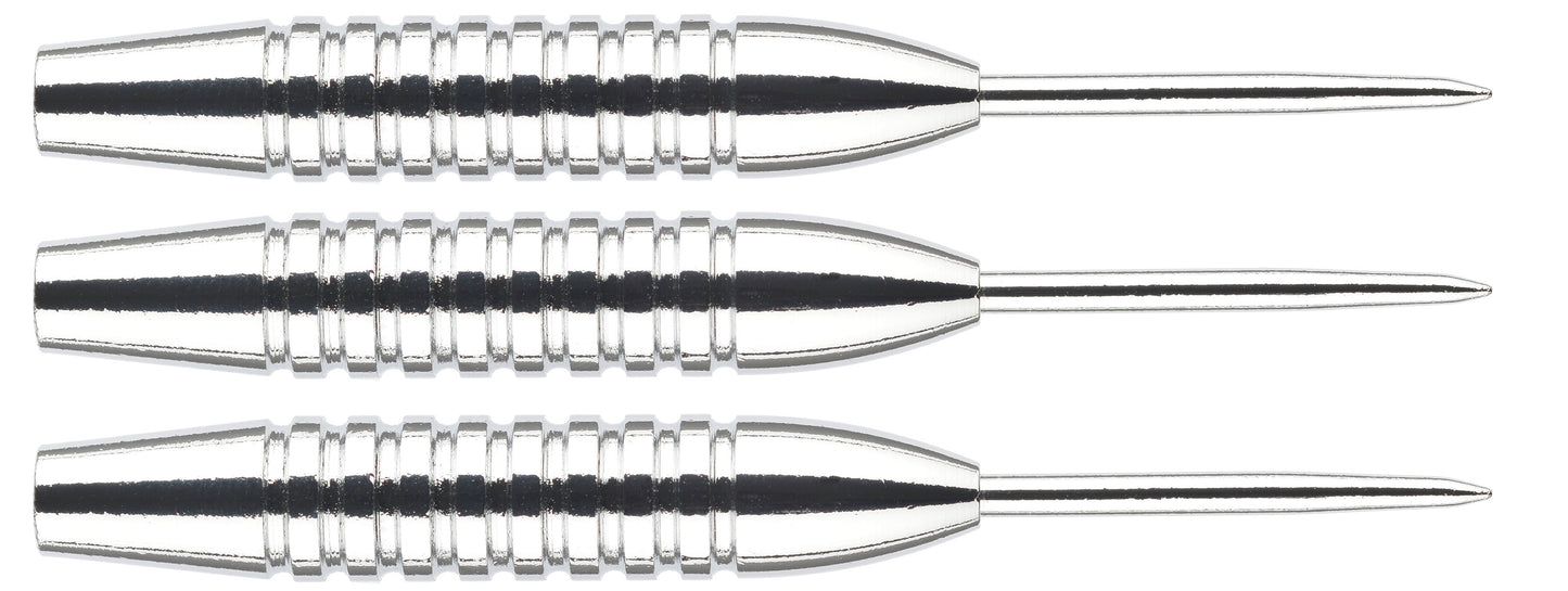 Fléchettes Steelbarrel Karella Eco Line EL-02, avec pointe métallique, chromées, poids 20g, longueur : 50mm