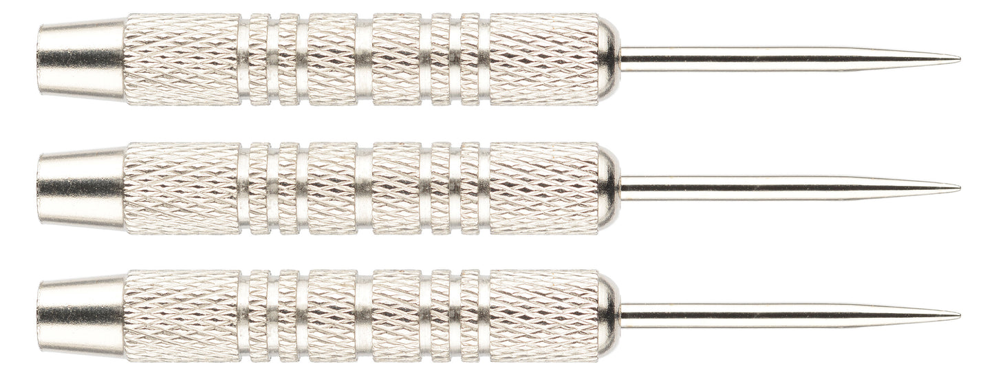Steelbarrel Karella Eco Line EL-06, avec pointe métallique, anodisé nickel/argent, poids 17g, longueur : 48