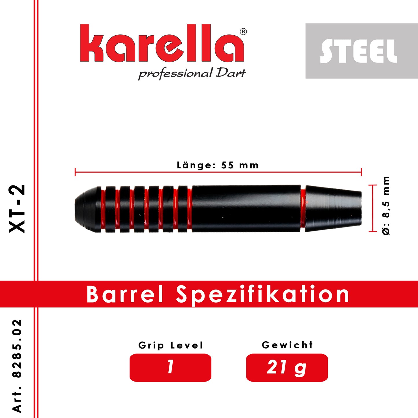 Steeldart Karella Dartpfeile XT-Serie XT-2 - 21 g Einsteiger Darts