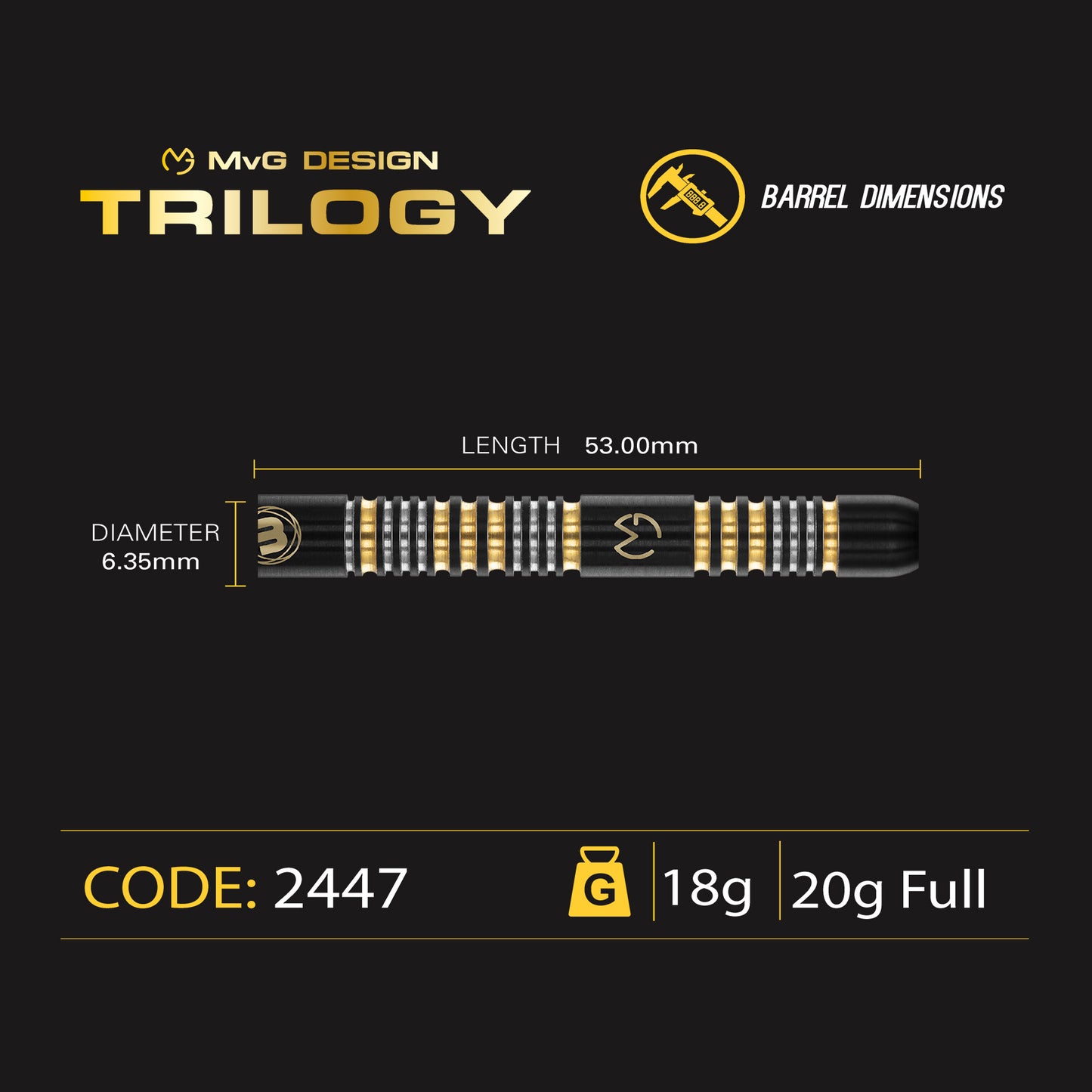 Fléchettes souples Winmau MvG Trilogy 20g