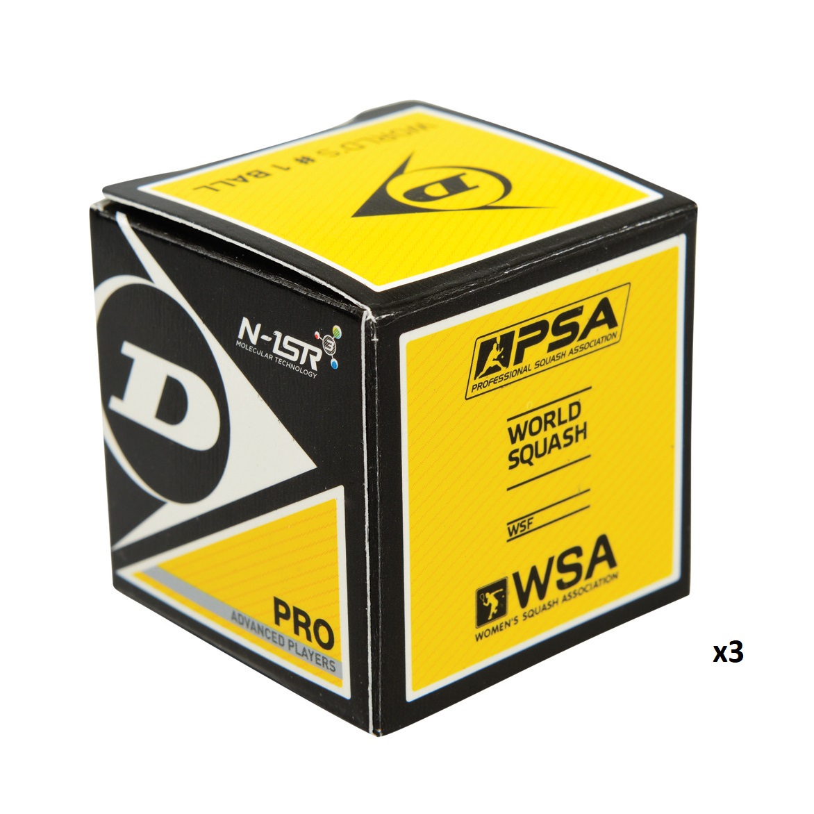 3er-Pack Dunlop Squashball PRO Einzelpack schwarz (2 Punkte) Squash Bälle
