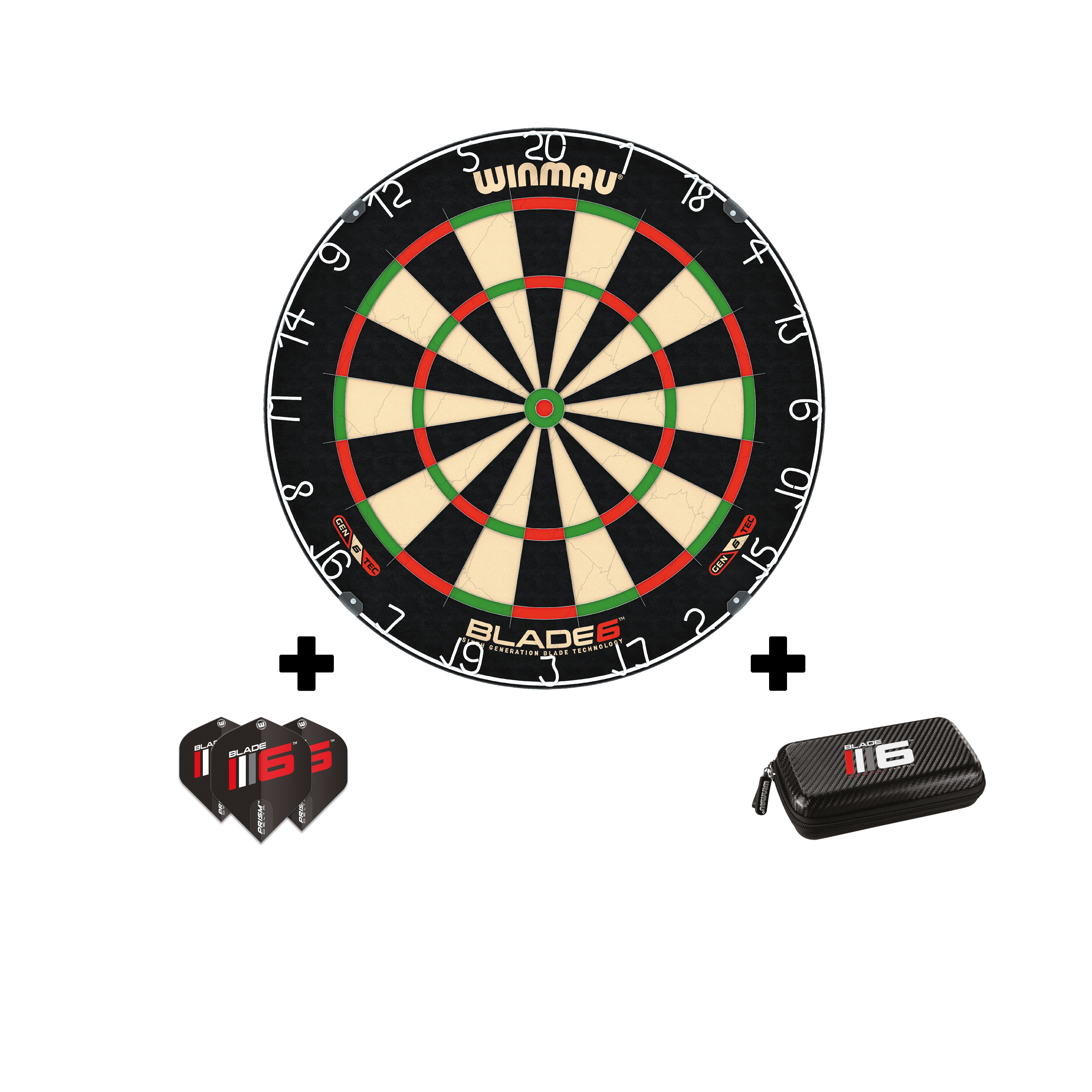 Dartboard Winmau Blade 6 inkl. Dart Case und Flights im Blade 6 Design