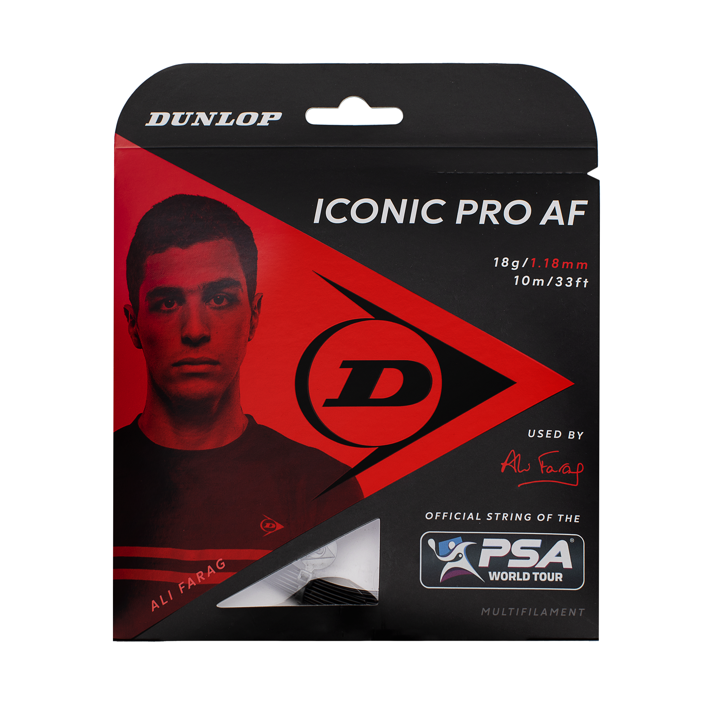 Squash Saite ICONIC PRO AF 10M SET 18g/1,18 mm schwarz