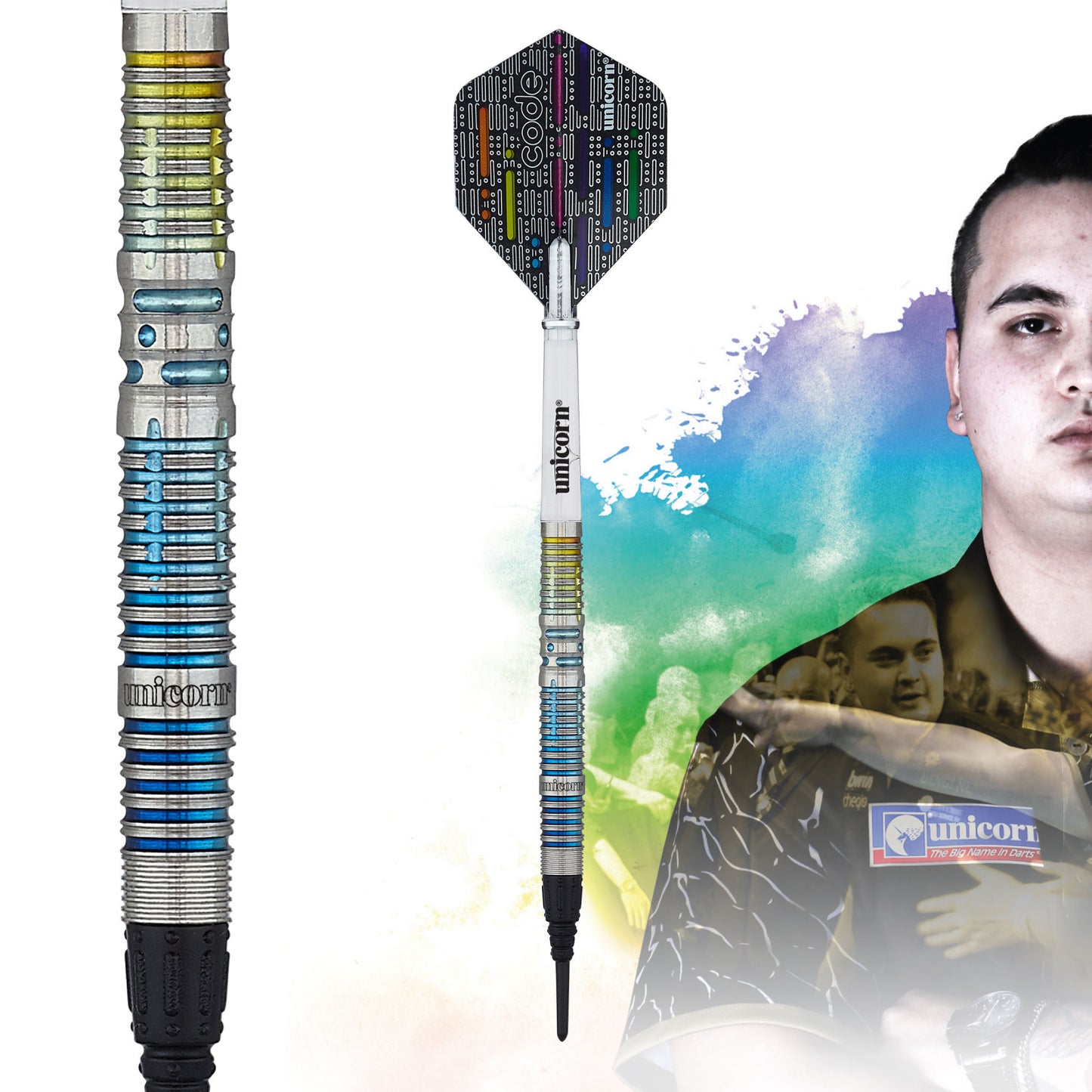 Unicorn Jeffrey de Zwaan Code Players Fléchettes Souples 22g