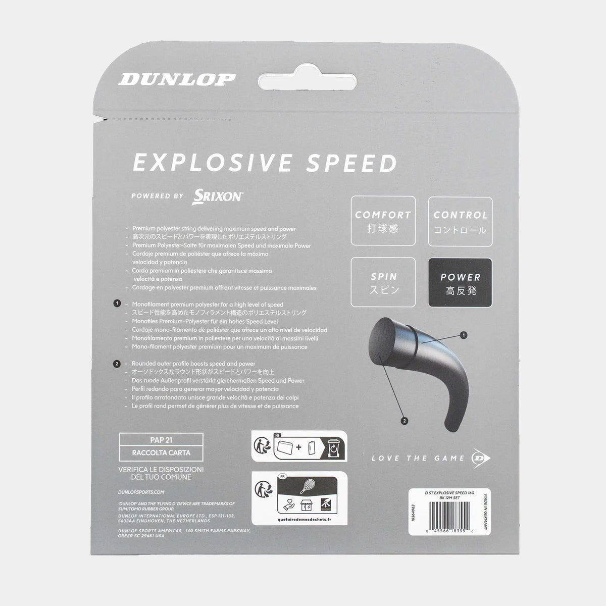 Tennis Saite EXPLOSIVE SPEED 16G schwarz 12m SET 1,30mm