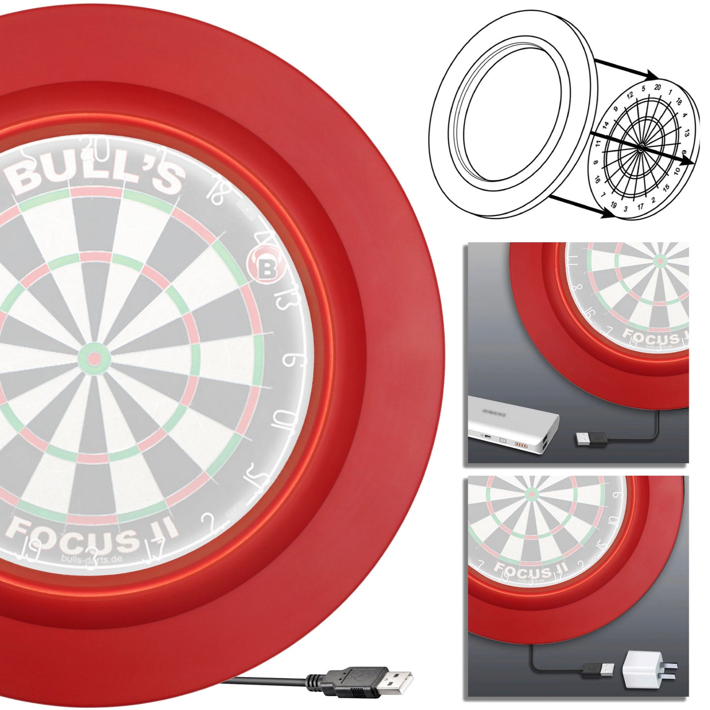 Lightning LED PU Dartboard Surround Dartboard Surround Red