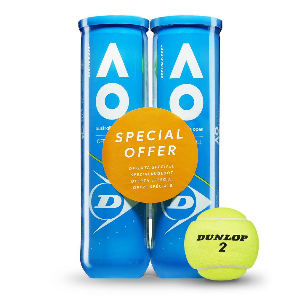 Dunlop Balle de tennis AUSTRALIAN OPEN 2x4 balles de tennis PET Boîte de 4 balles