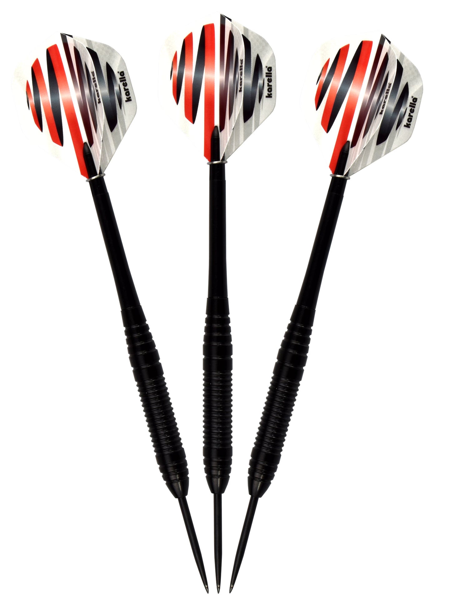 Cible de fléchettes Karella en set comprenant 2 jeux de fléchettes acier Karella Blackstar + ligne de lancer