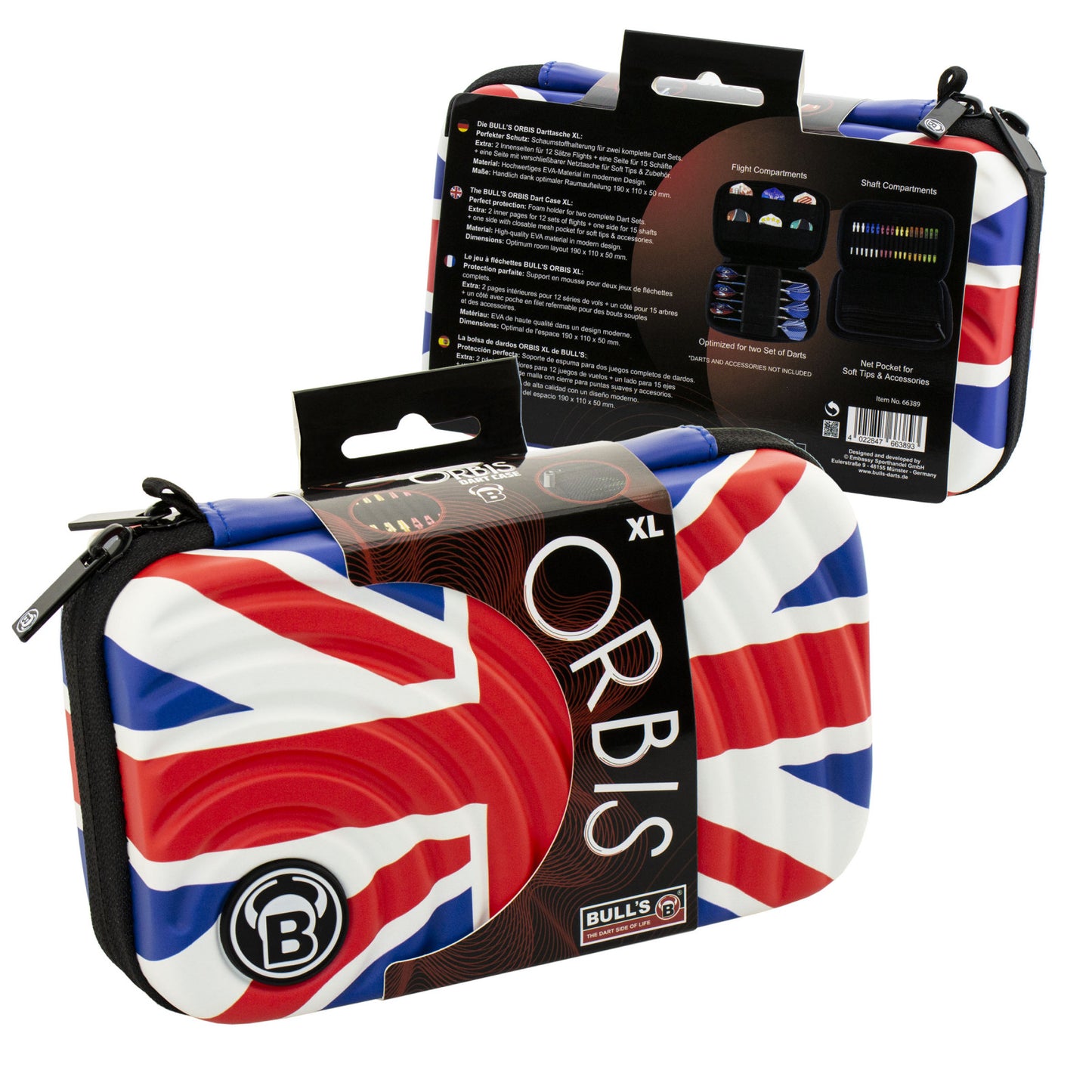 BULL'S ORBIS XL Dartcase UNION JACK Housse de fléchettes