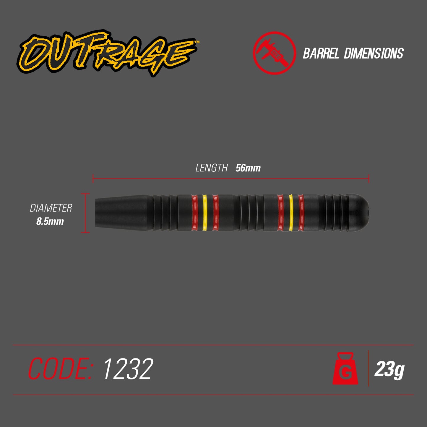 Fléchettes Steeldart Winmau Outrage Laiton 1232-23g