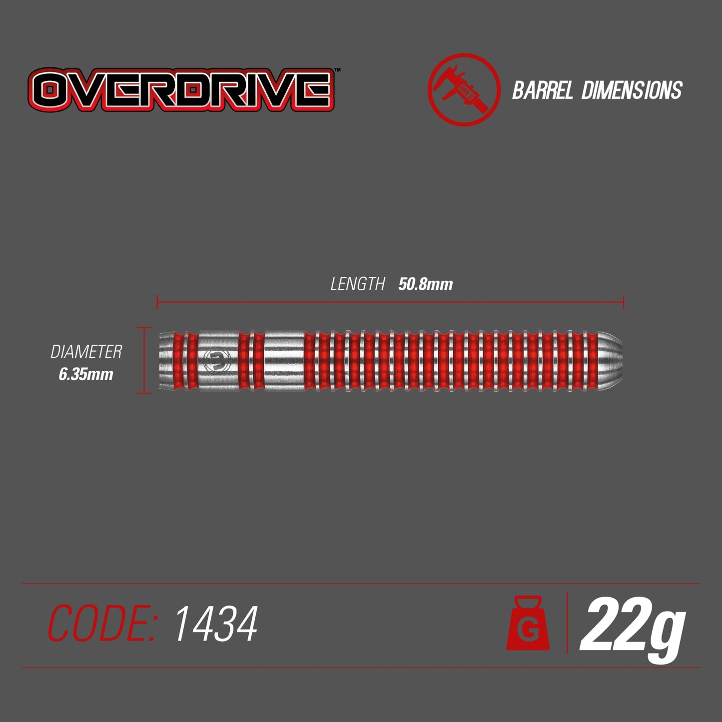 Steeldart Winmau Overdrive 1434-22g - 90% Tungsten