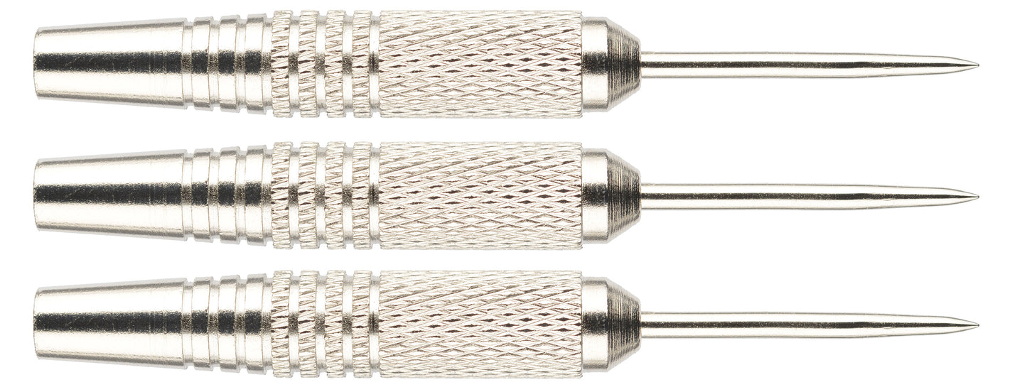 Fléchette à pointe acier Karella Eco Line EL-03, avec pointe métallique, nickel/argent anodisé, poids 19g, longueur : 50