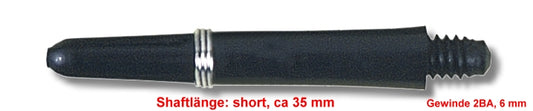 Tige en nylon Karella avec bague à ressort – 35 mm noir pour fléchettes – Légère et élastique