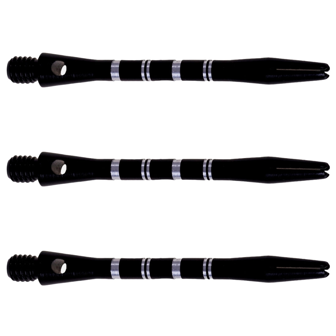 Karella Tiges de fléchettes en aluminium rayé, taille moyenne, noires 45 mm