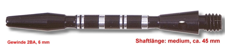 Karella Tiges de fléchettes en aluminium rayé, taille moyenne, noires 45 mm