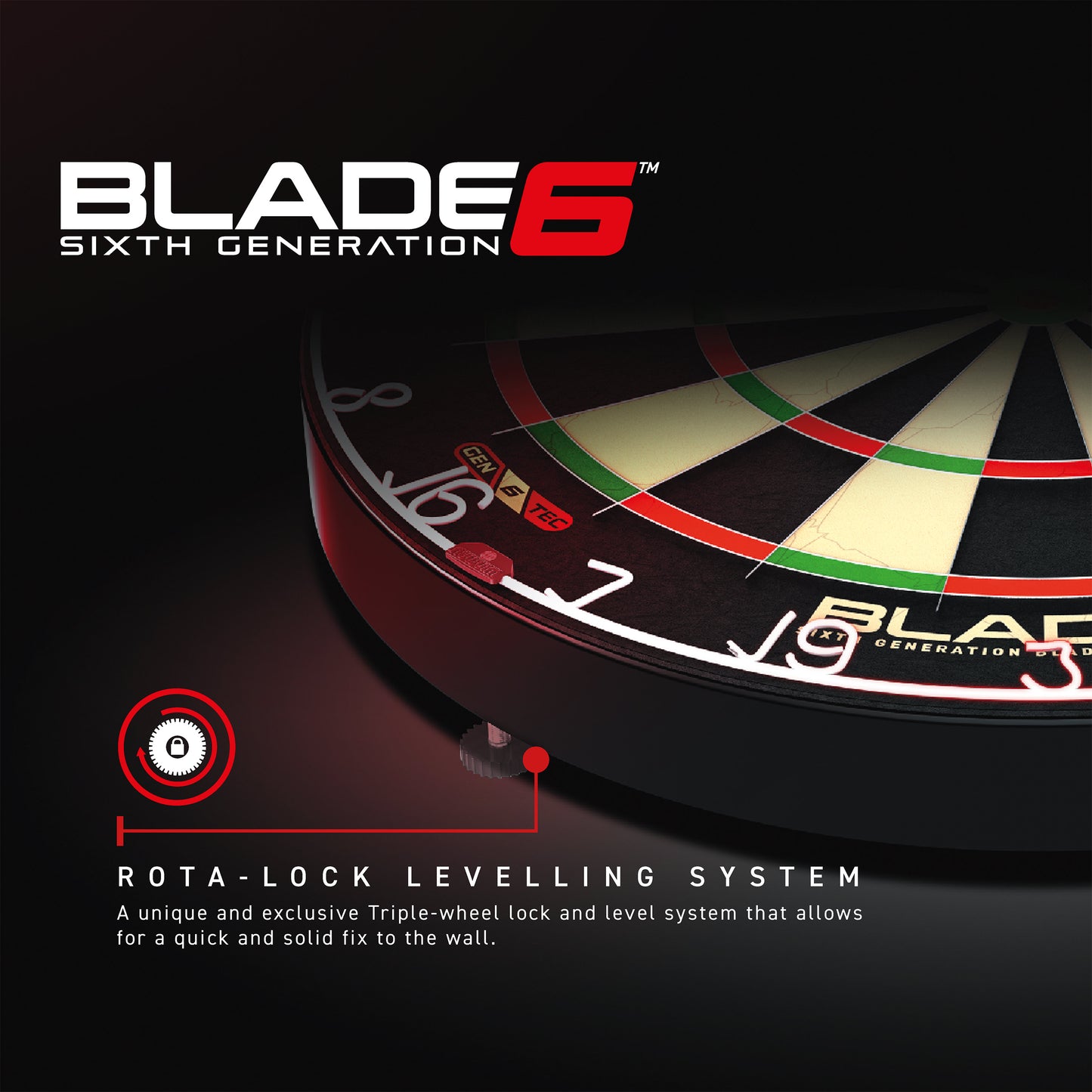Cible de fléchettes Winmau Blade 6 incl. ailettes au design Blade 6
