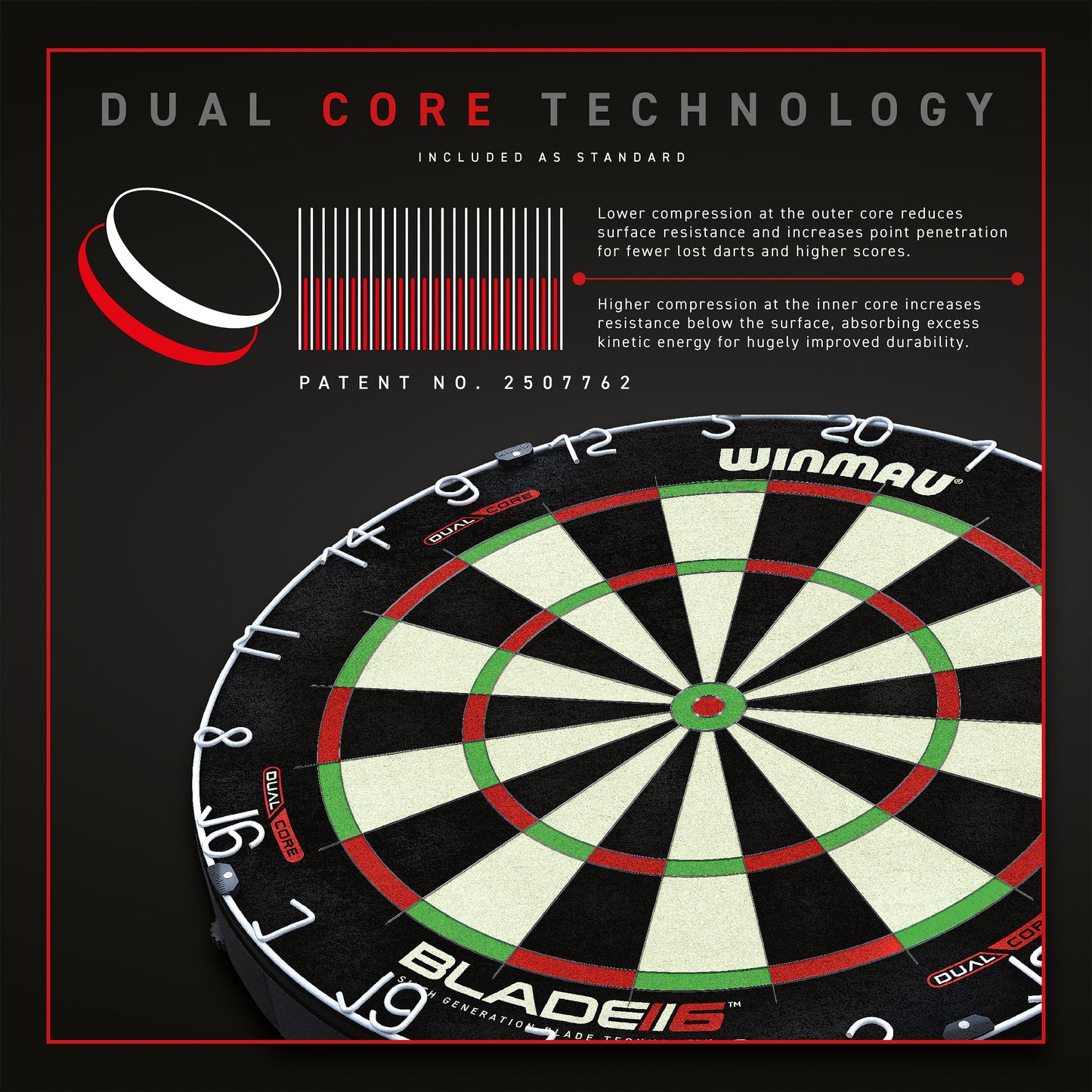 Cible de fléchettes Winmau Blade 6 Dual Core Steeldart