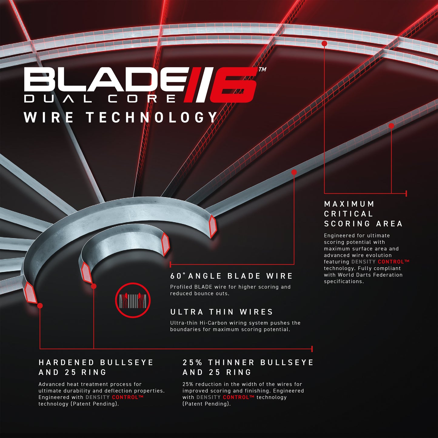 Cible de fléchettes Winmau Blade 6 Dual Core Steeldart