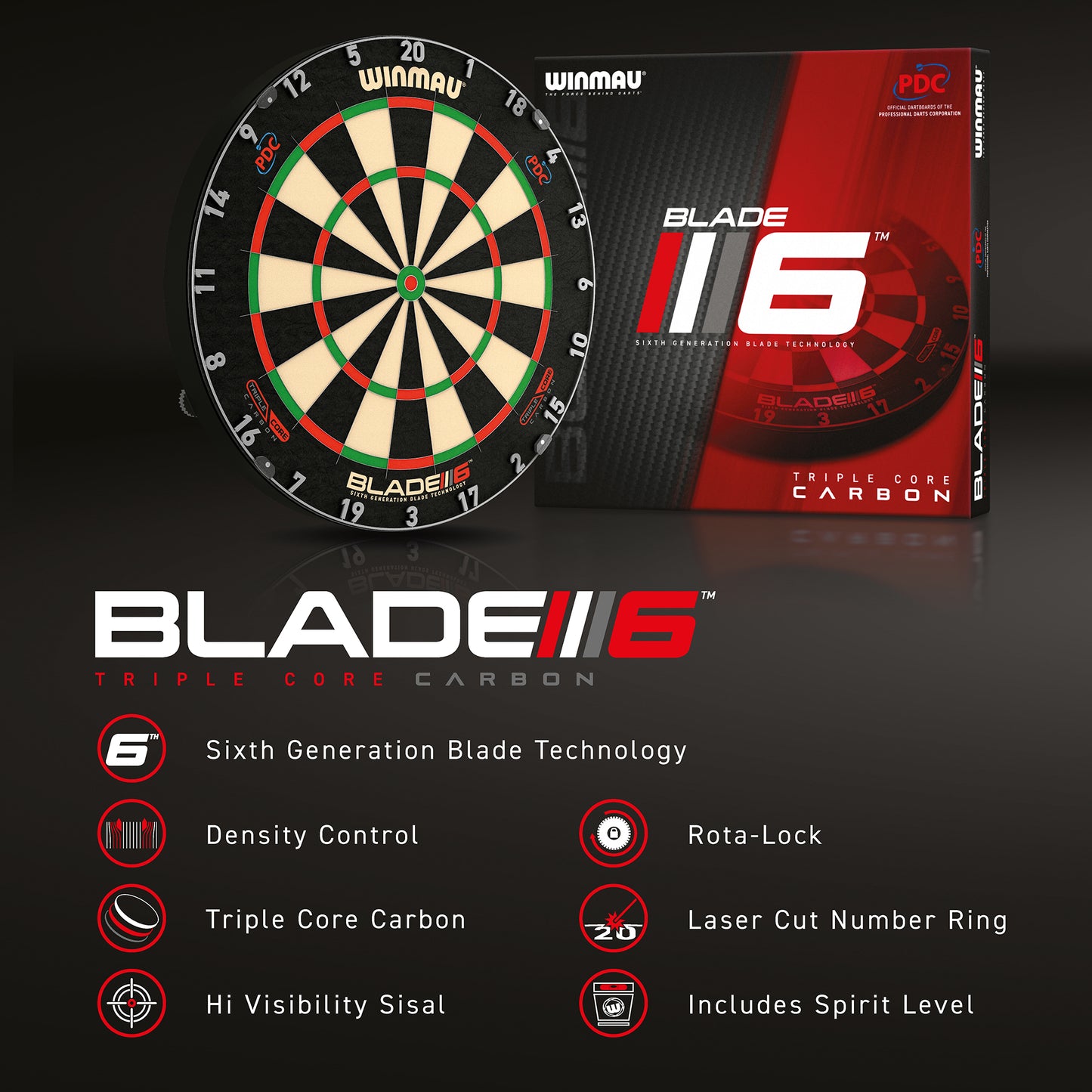 Winmau Blade 6 Triple Core Carbon Steel-tip Dartboard