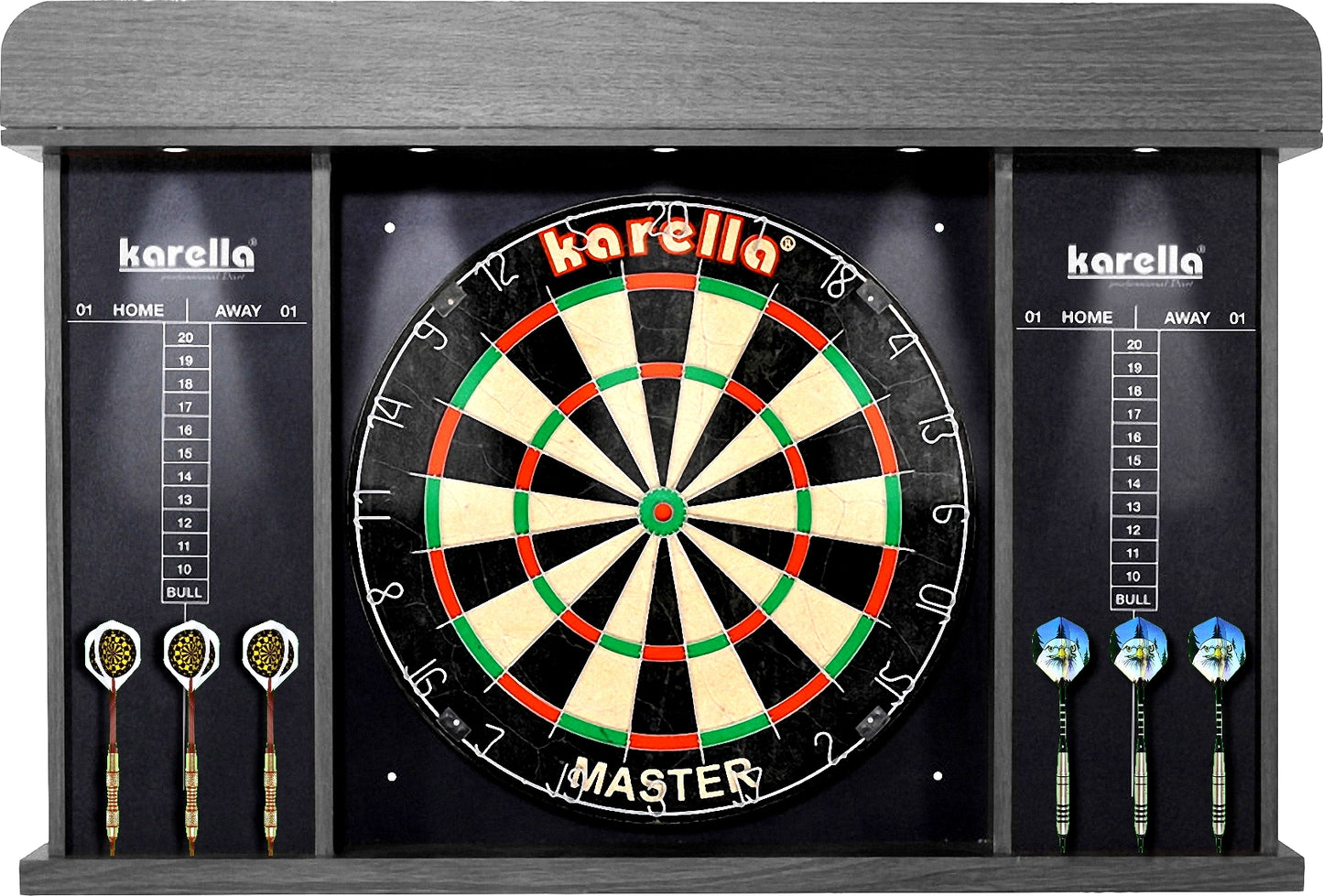 Meuble de fléchettes Arena avec éclairage LED Meuble pour fléchettes compatible avec toutes les cibles de fléchettes courantes