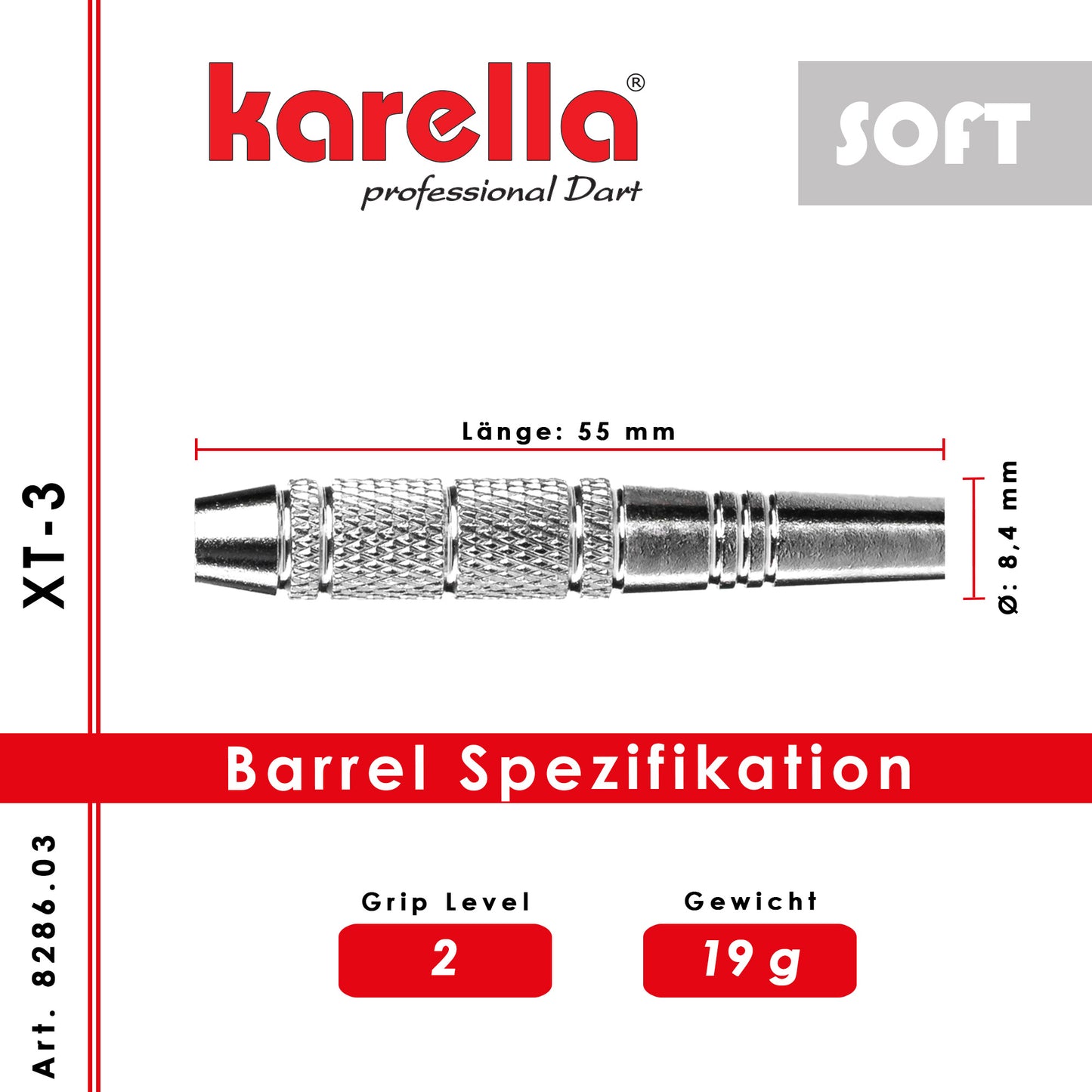 Fléchettes Softdart Karella XT-série XT-3 - 19 g