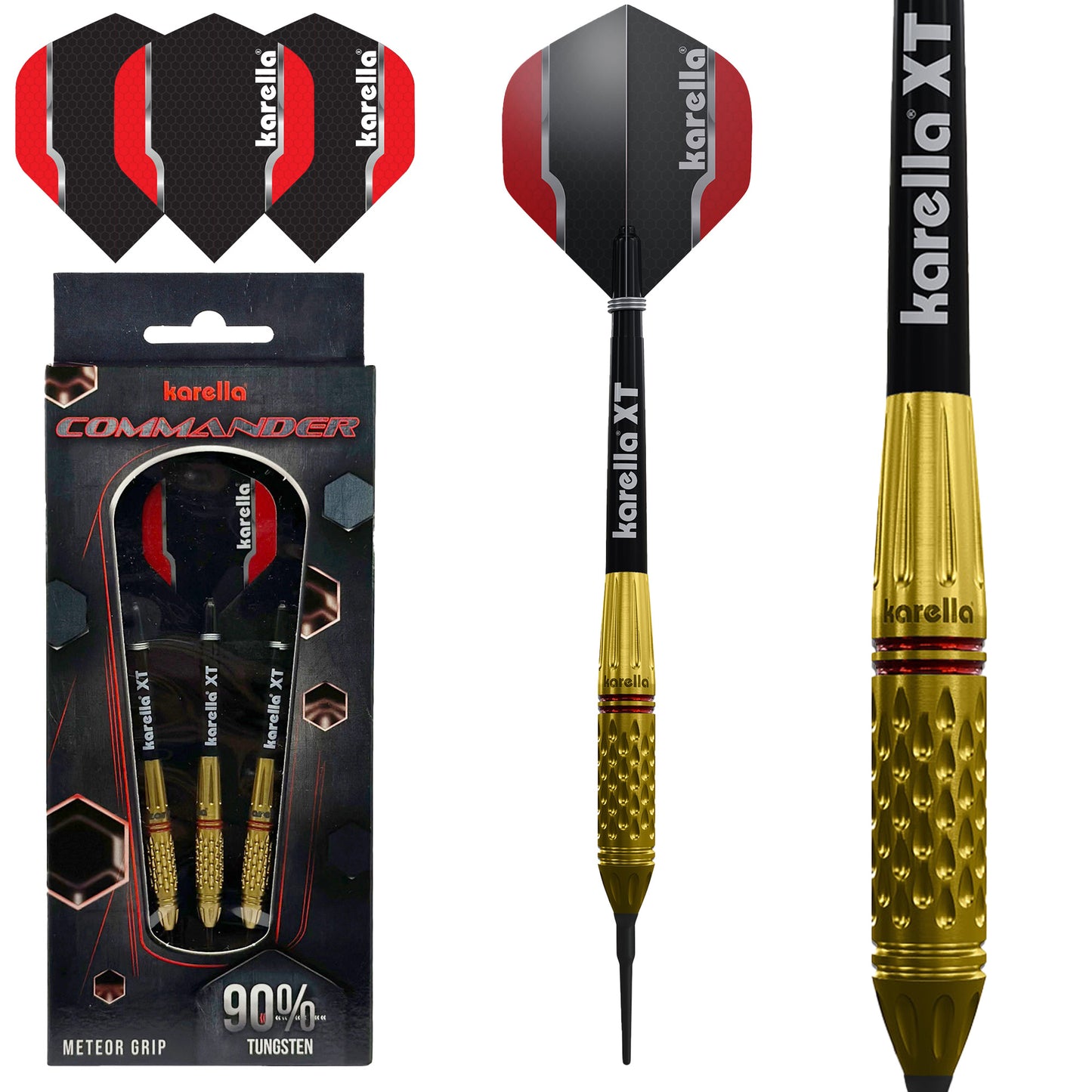 Fléchettes Soft-Tip Karella Commander, or, 90% Tungstène, 20g