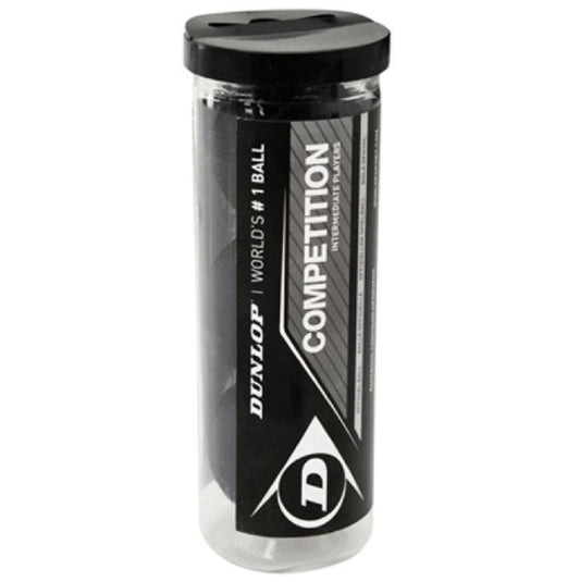 Dunlop Squashbälle Squash Bälle Competition 3-BALL Tube schwarz (1 Punkt) langsam