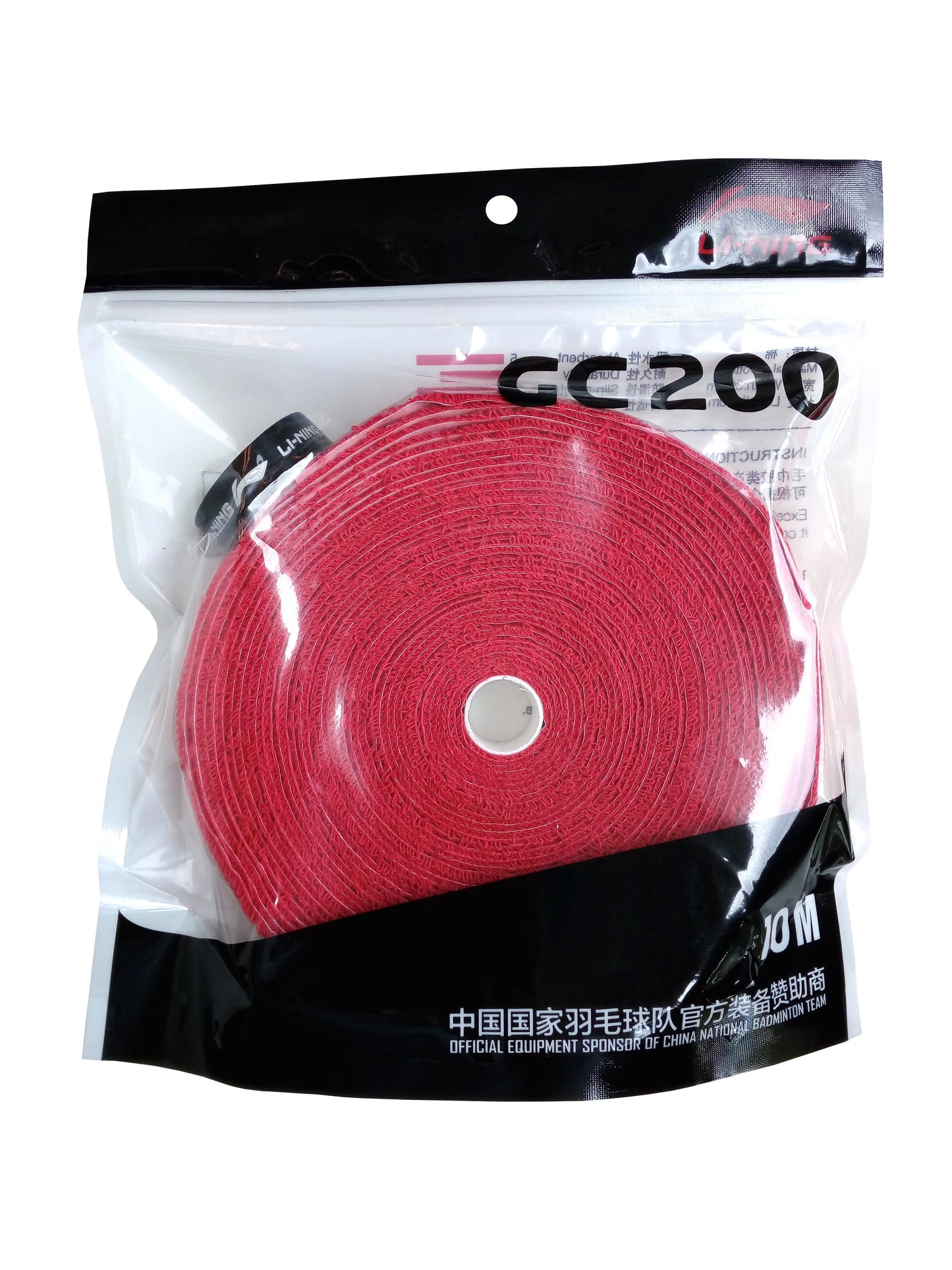 Li-Ning Premium Serviette Éponge Bande de Grippe Serviette 10m Rouleau Rouge