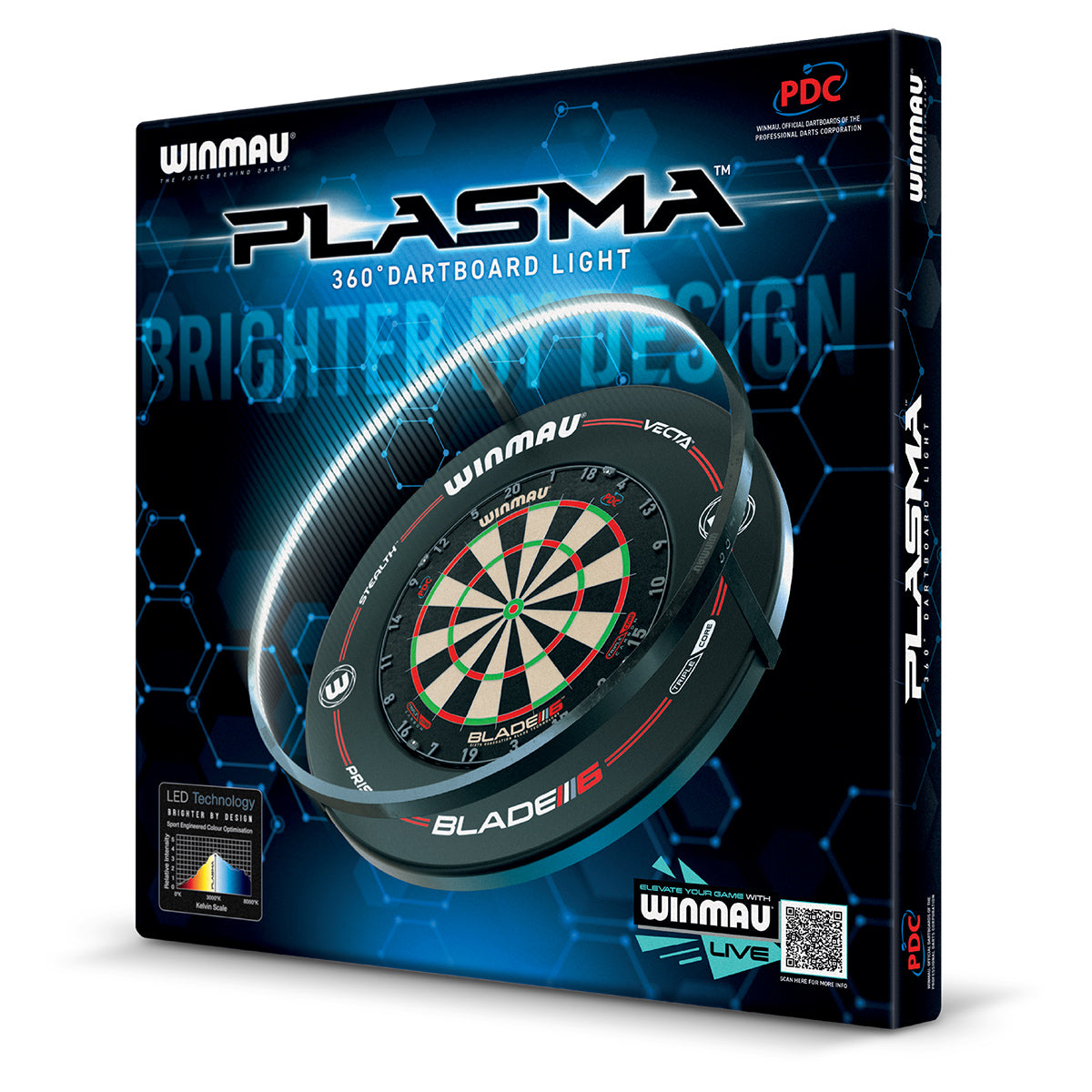 Winmau Dartboard Lighting Plasma Light 4305 + Pro-Line Surround Black