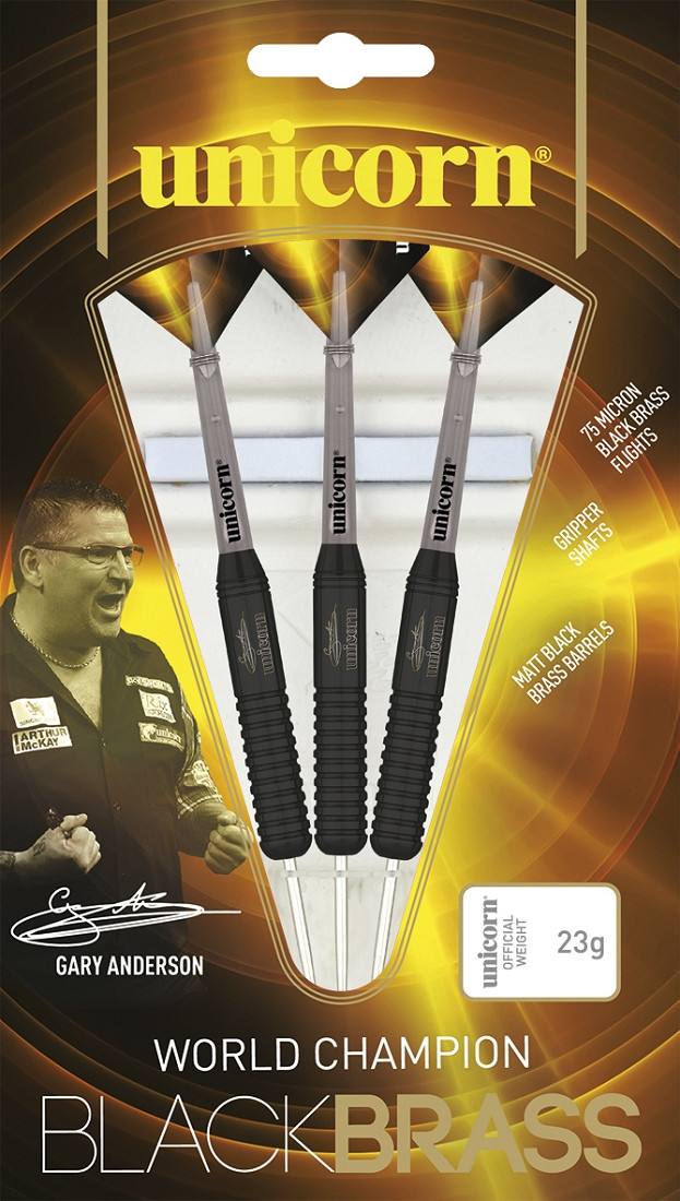 Unicorn Black Brass Gary Anderson Steel Darts 23 Gr.