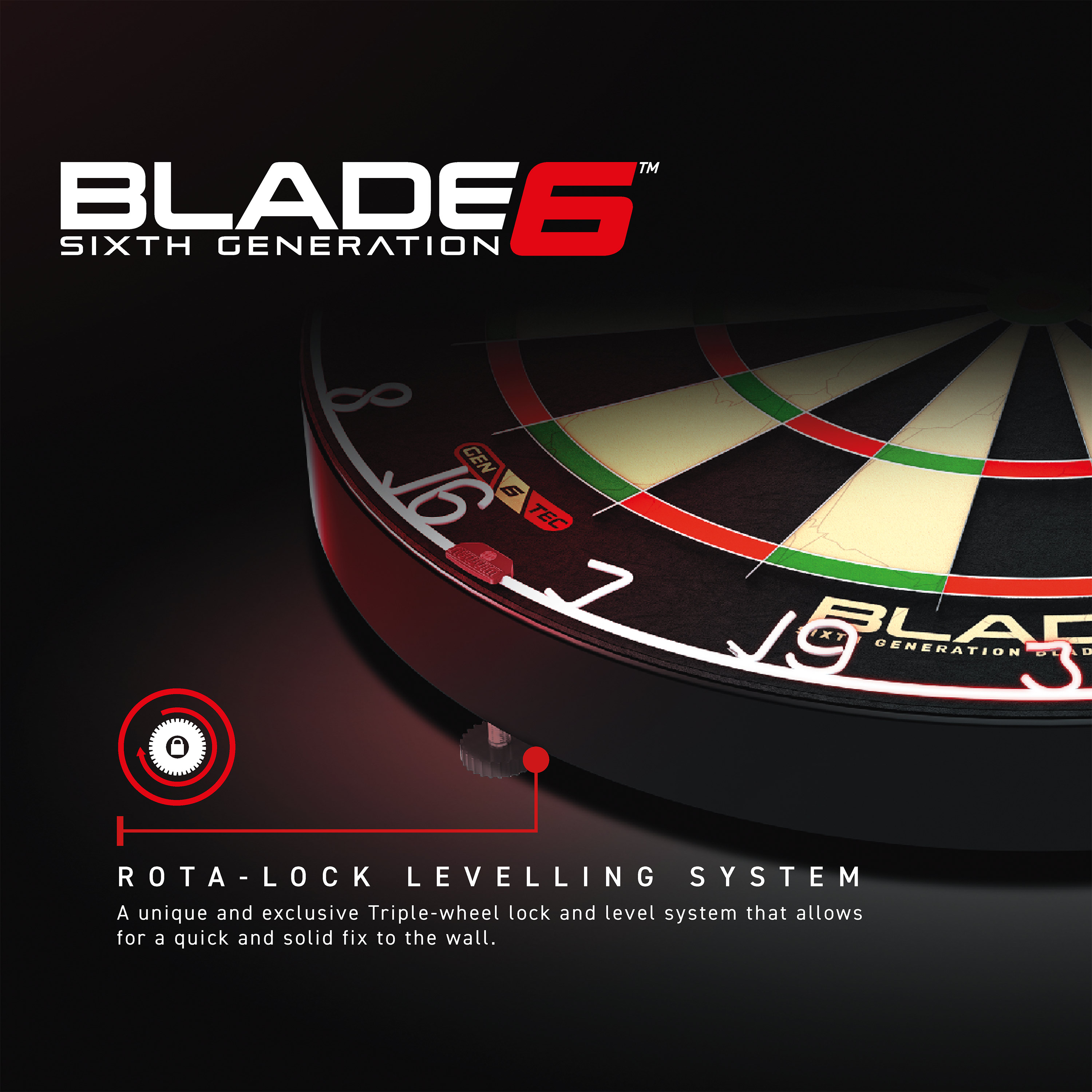 Dartboard Winmau Blade 6 inkl. Dart Case und Flights im Blade 6 Design