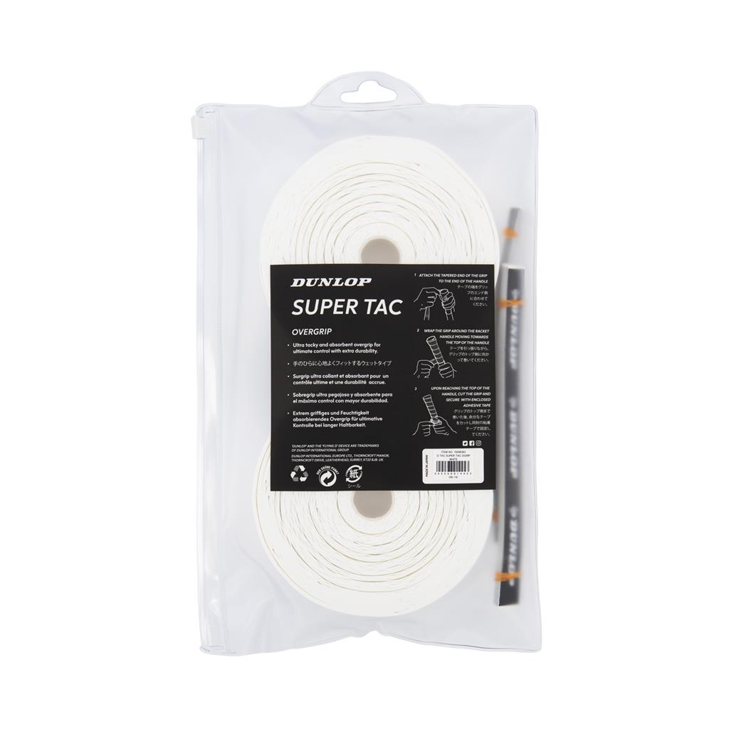 Griffbänder SUPER TAC OVERGRIP WHITE 30PCS reel