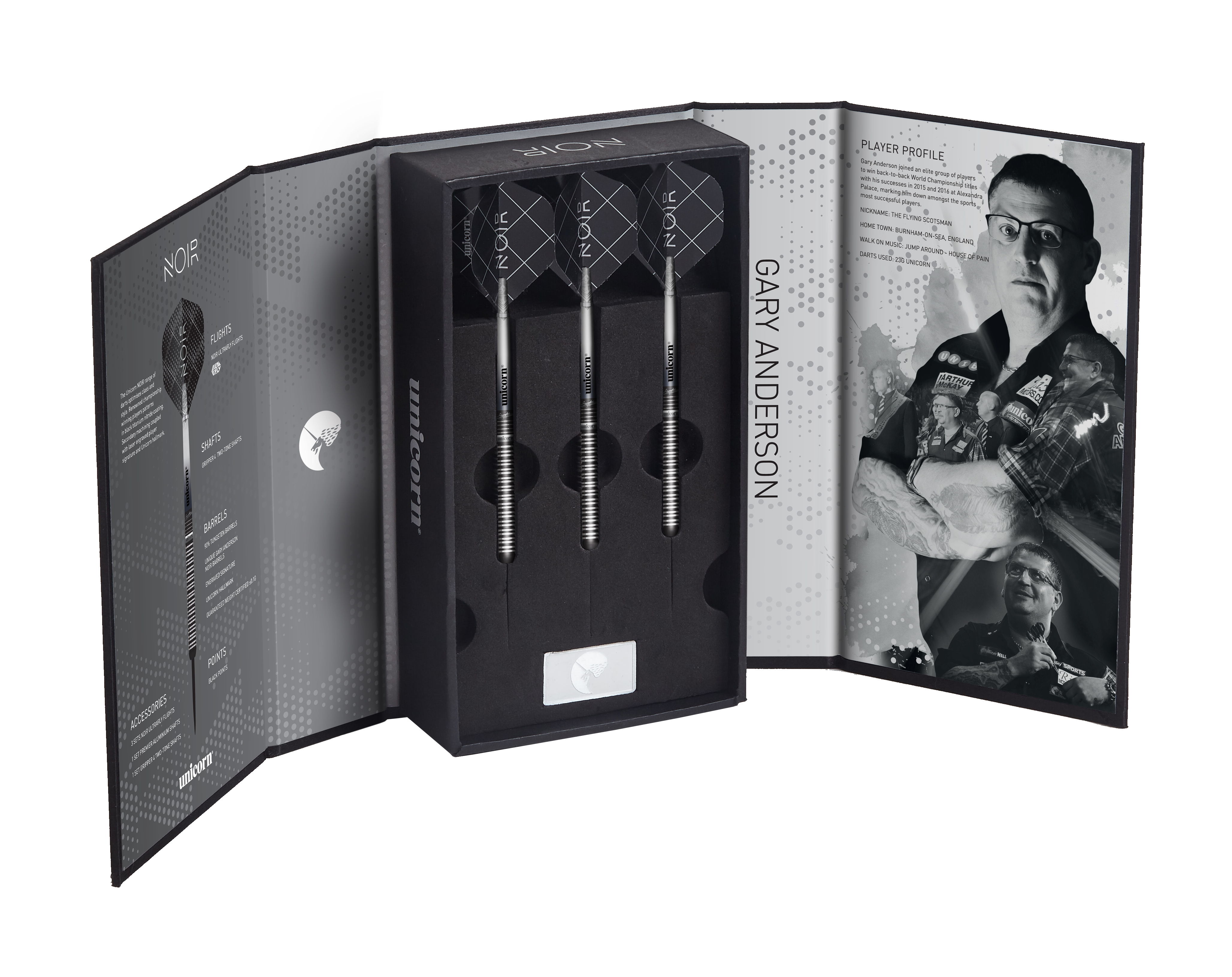 Unicorn World Champion Gary Anderson NOIR Darts Presentation Box 21g