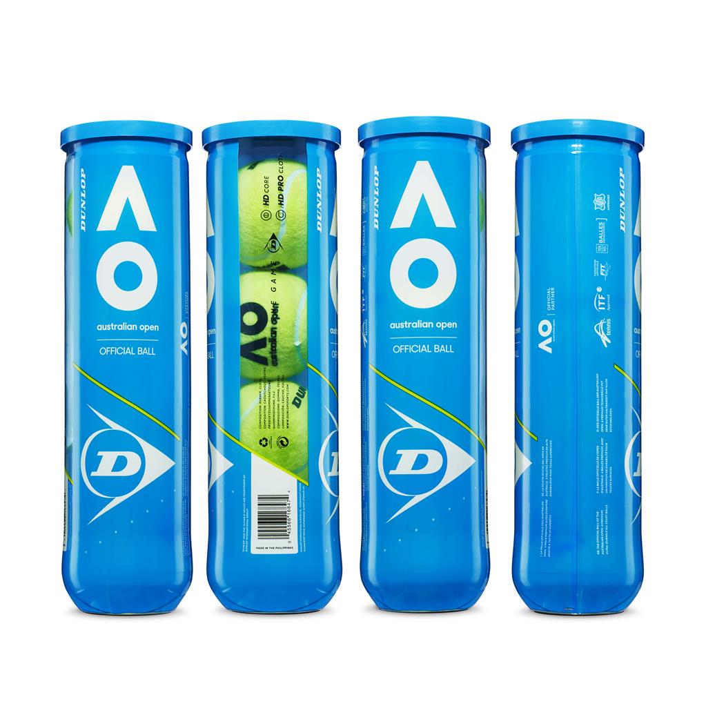 Dunlop Tennisball AUSTRALIAN OPEN 4 PET Tennisbälle 4er Dose 18x
