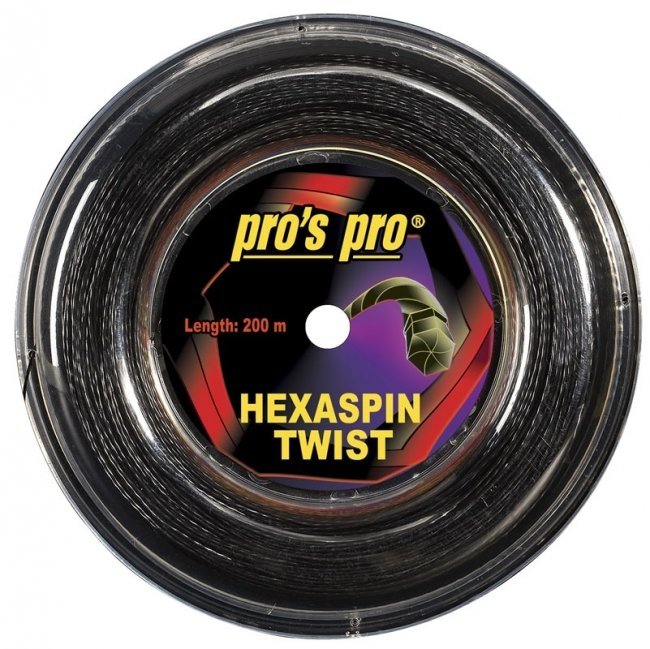 Pros Pro Tennissaite HEXASPIN TWIST 200 m Rolle 1.30mm schwarz