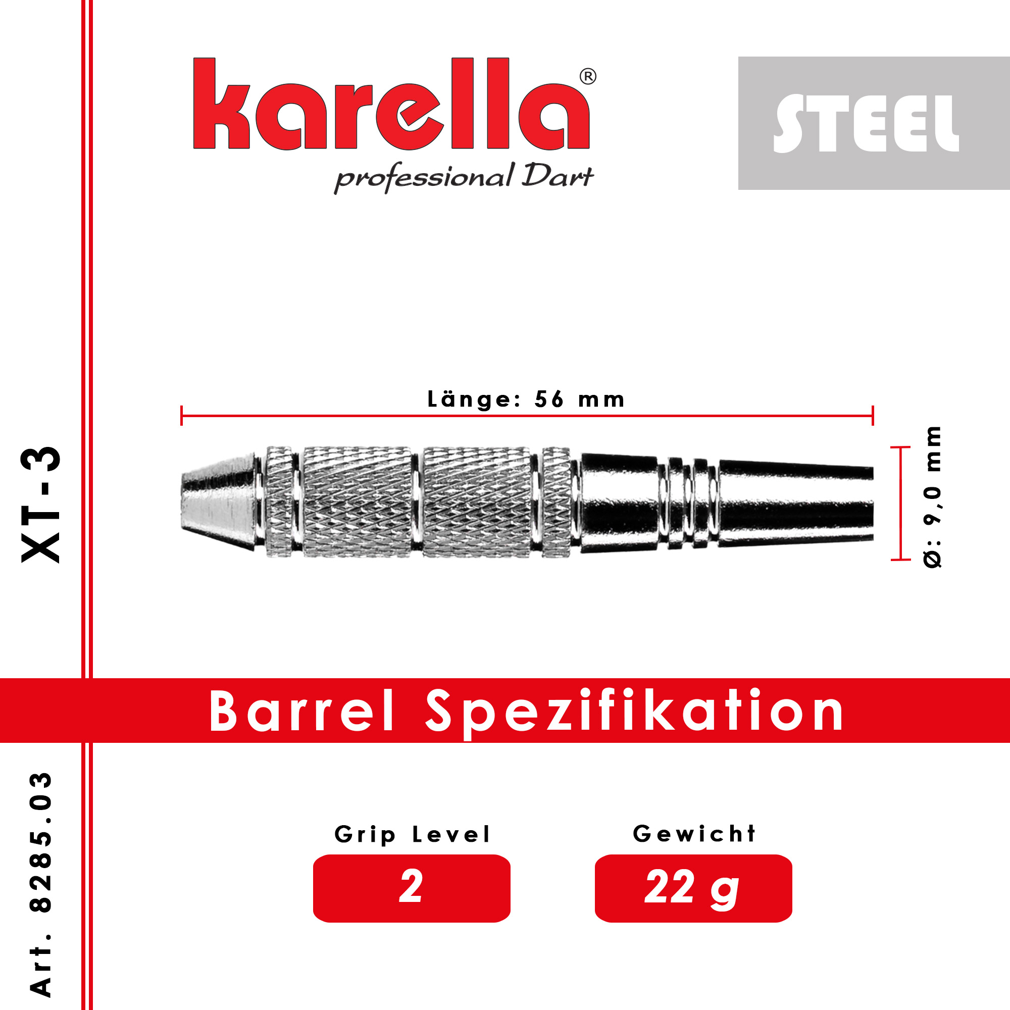 Steeldart Karella XT-Serie  XT-3  - 22 g Dartpfeile