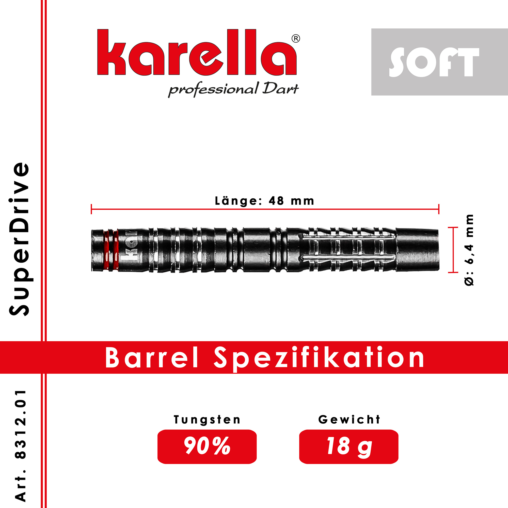 Softdart Karella SuperDrive 20g schwarz 90% Tungsten Dartpfeile