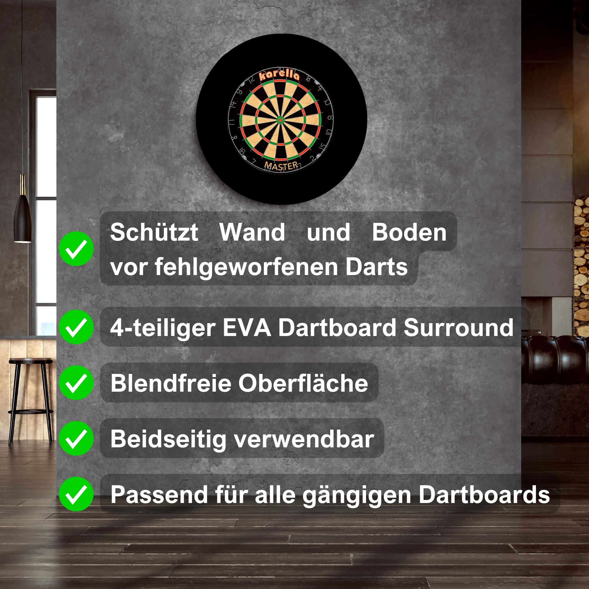 Catchring Karella Stoff 4-tlg. schwarz Dart Surround