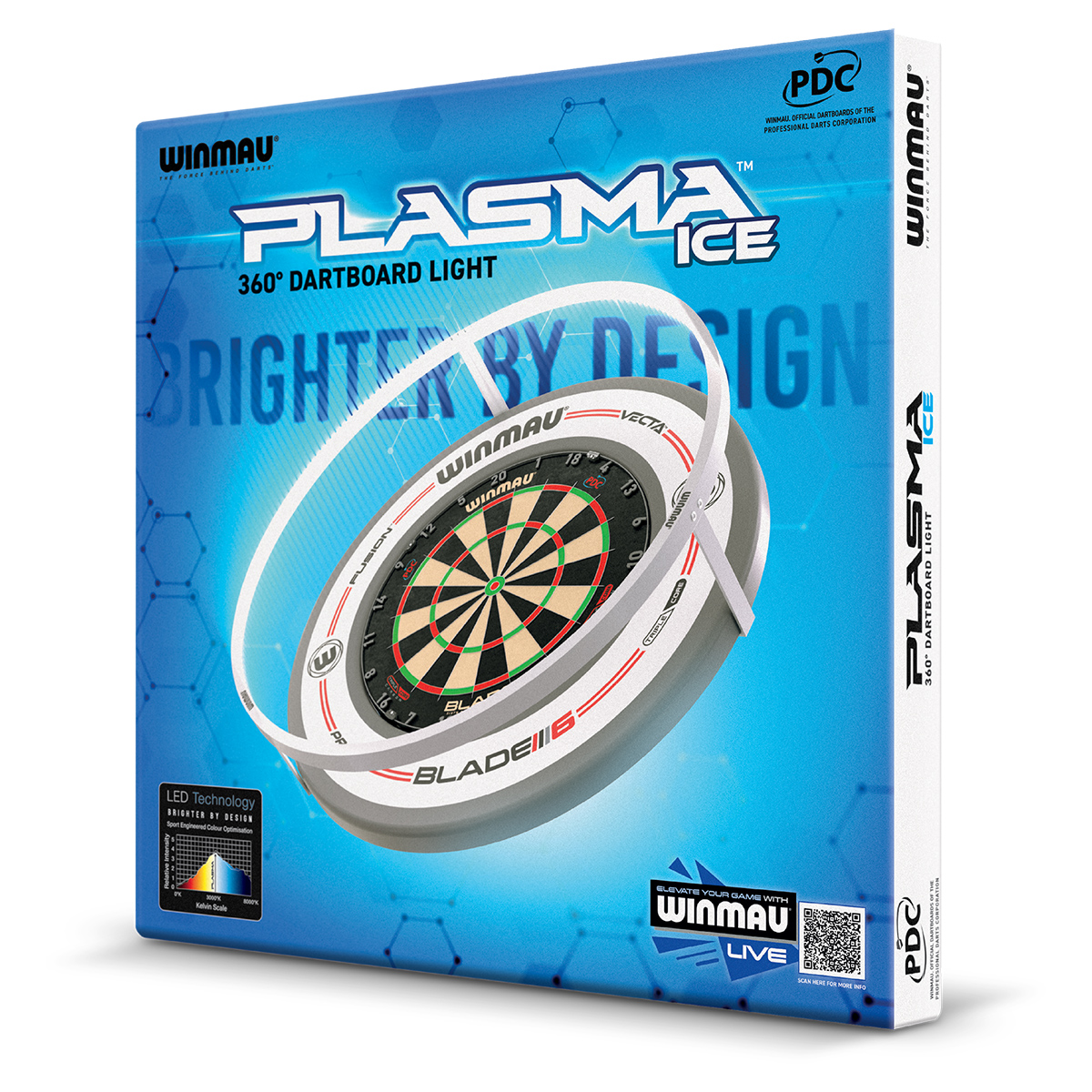 Winmau Dartboard Beleuchtung Plasma Light ICE 4304 + Pro-Line Surround weiß