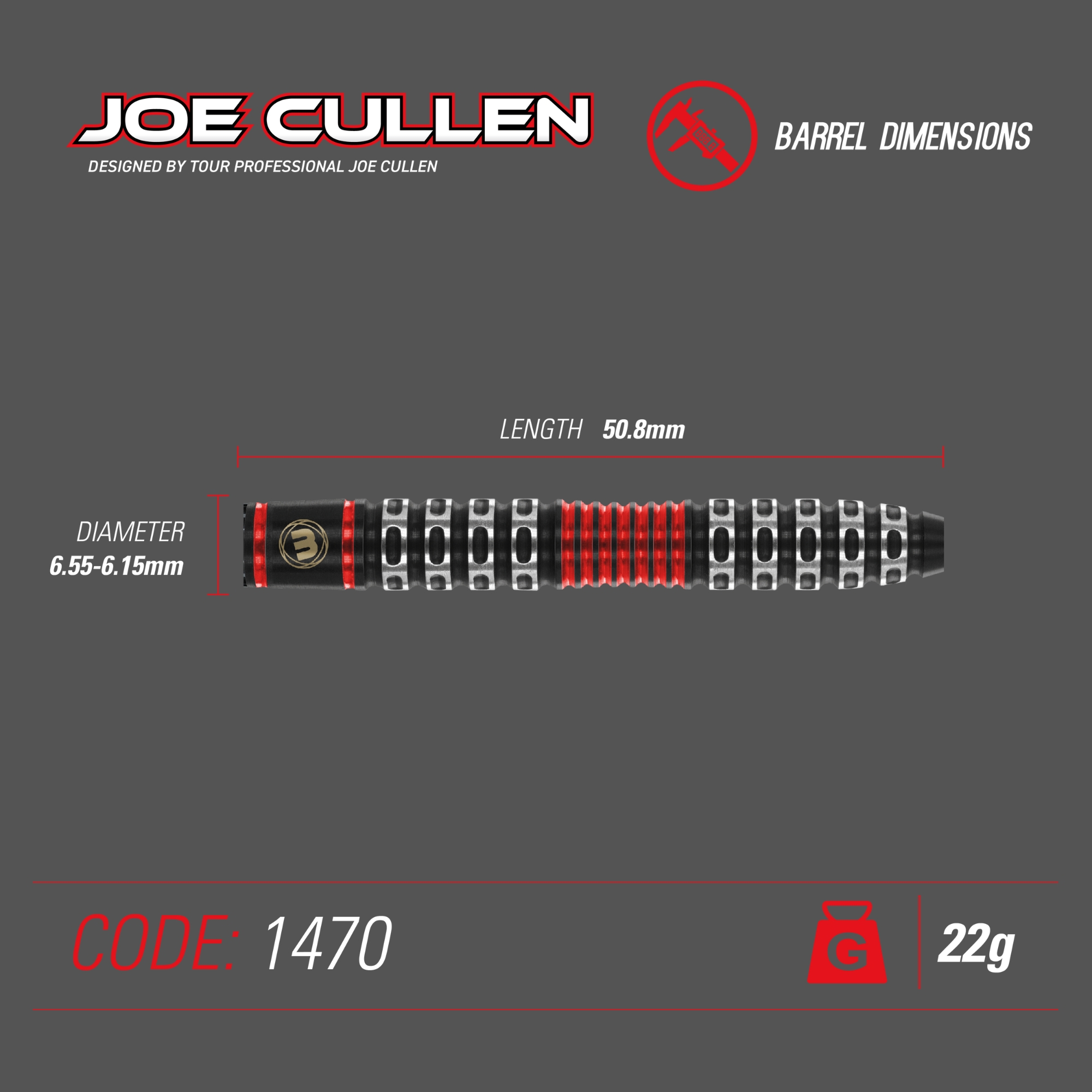 Steeldart Winmau Joe Cullen S.E. 1470-22g Dartpfeile