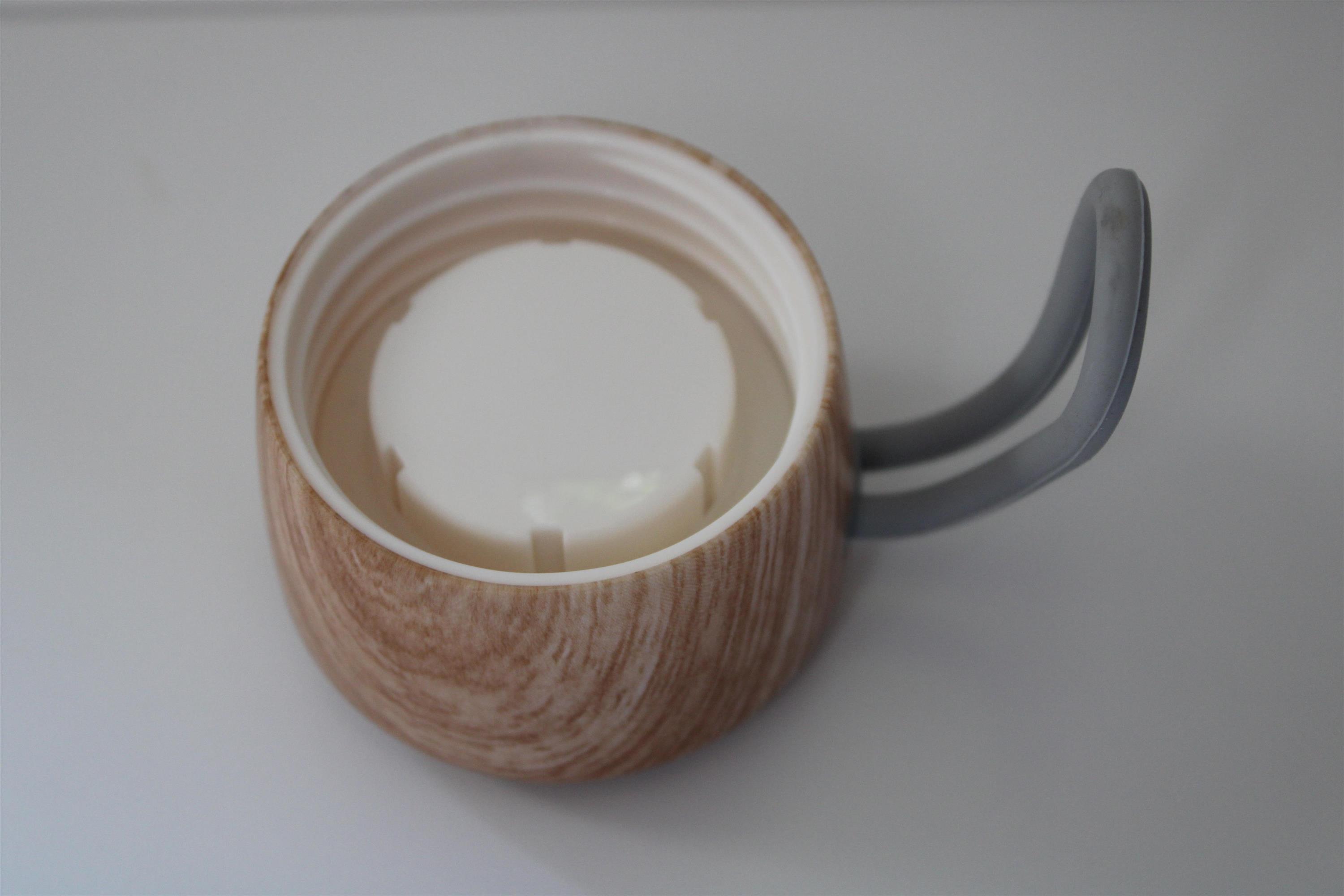 Trinkflasche 480ml aus rostfreiem Stahl mit Holzdeckel schwarz