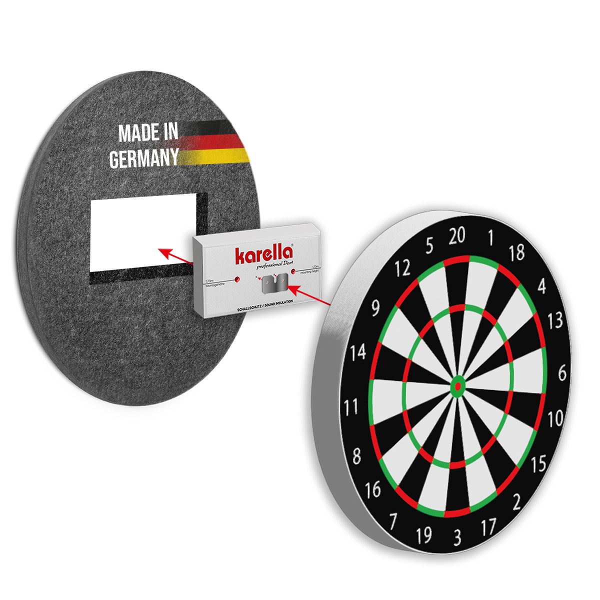 Karella Schallschutz für Steeldartboards Lärmdämmung Compact