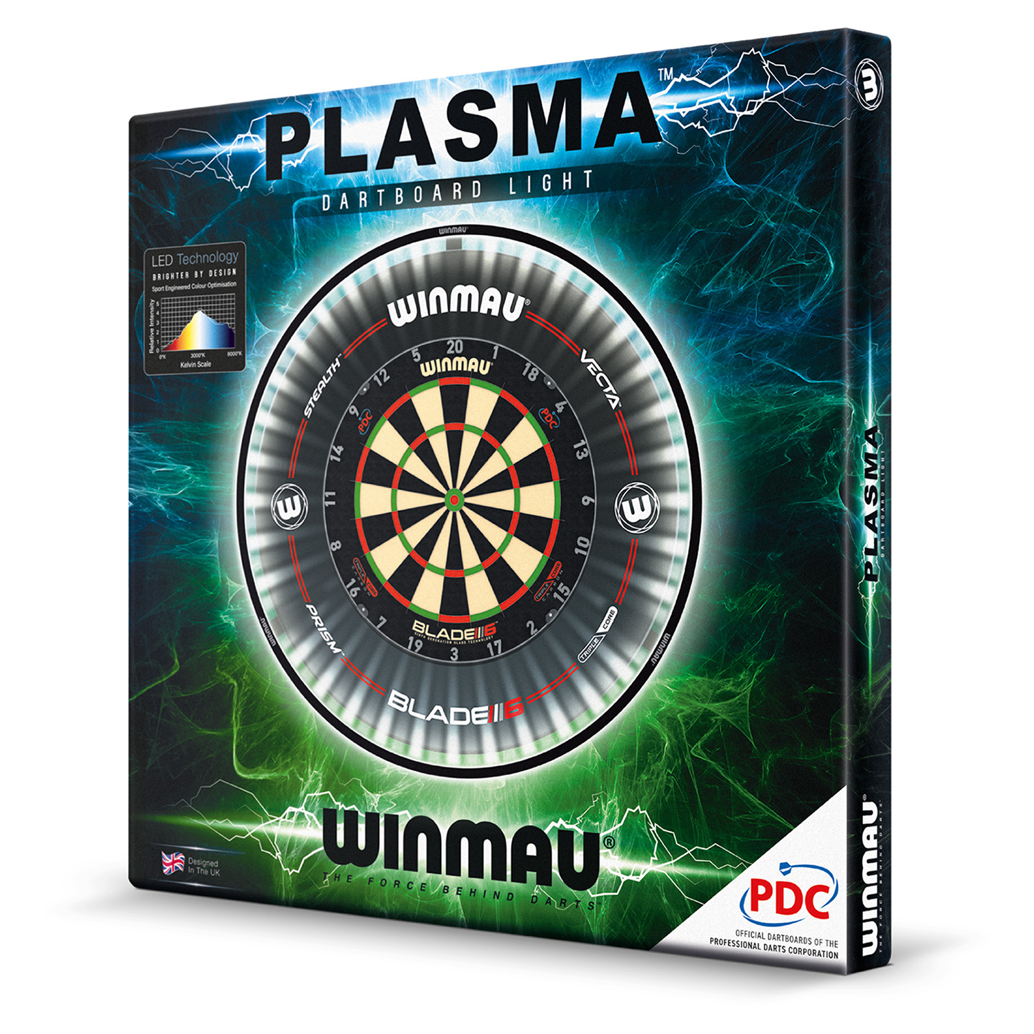 Winmau Dartboard Blade 6 Single Core + Plasma Beleuchtung + PDC Surrround + Oche