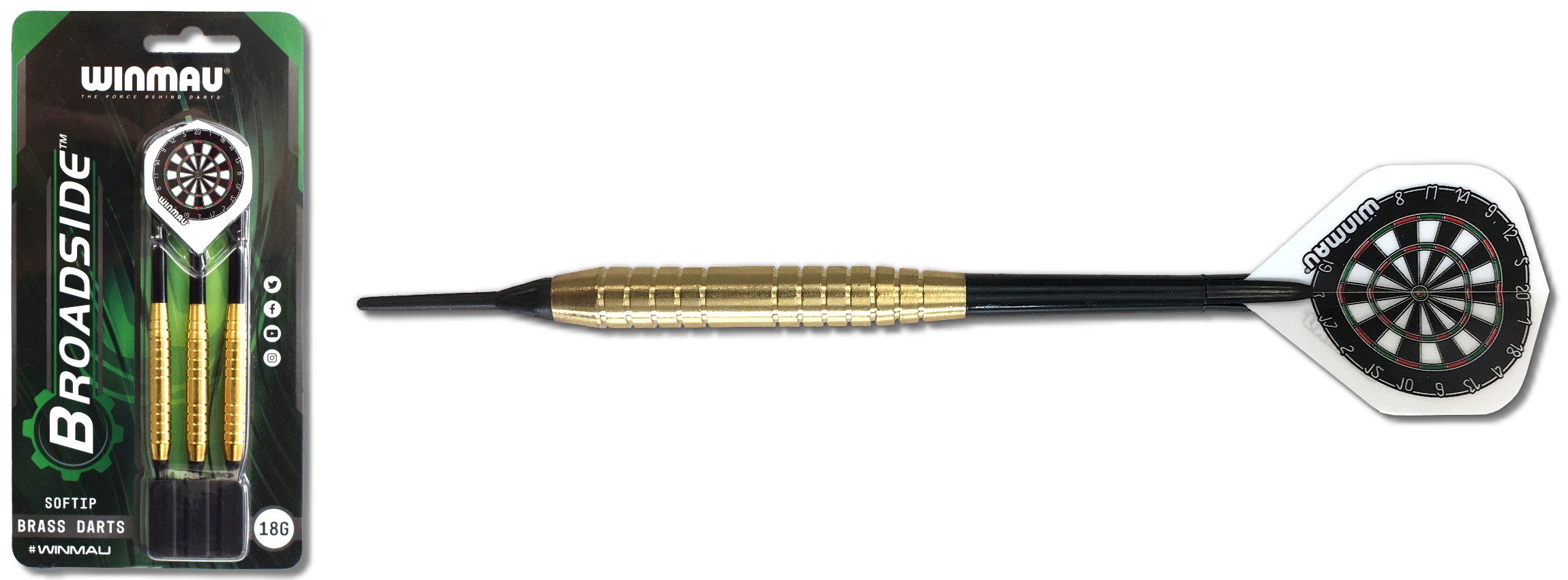 Softdart Winmau Broadside Brass 18g Dartpfeile