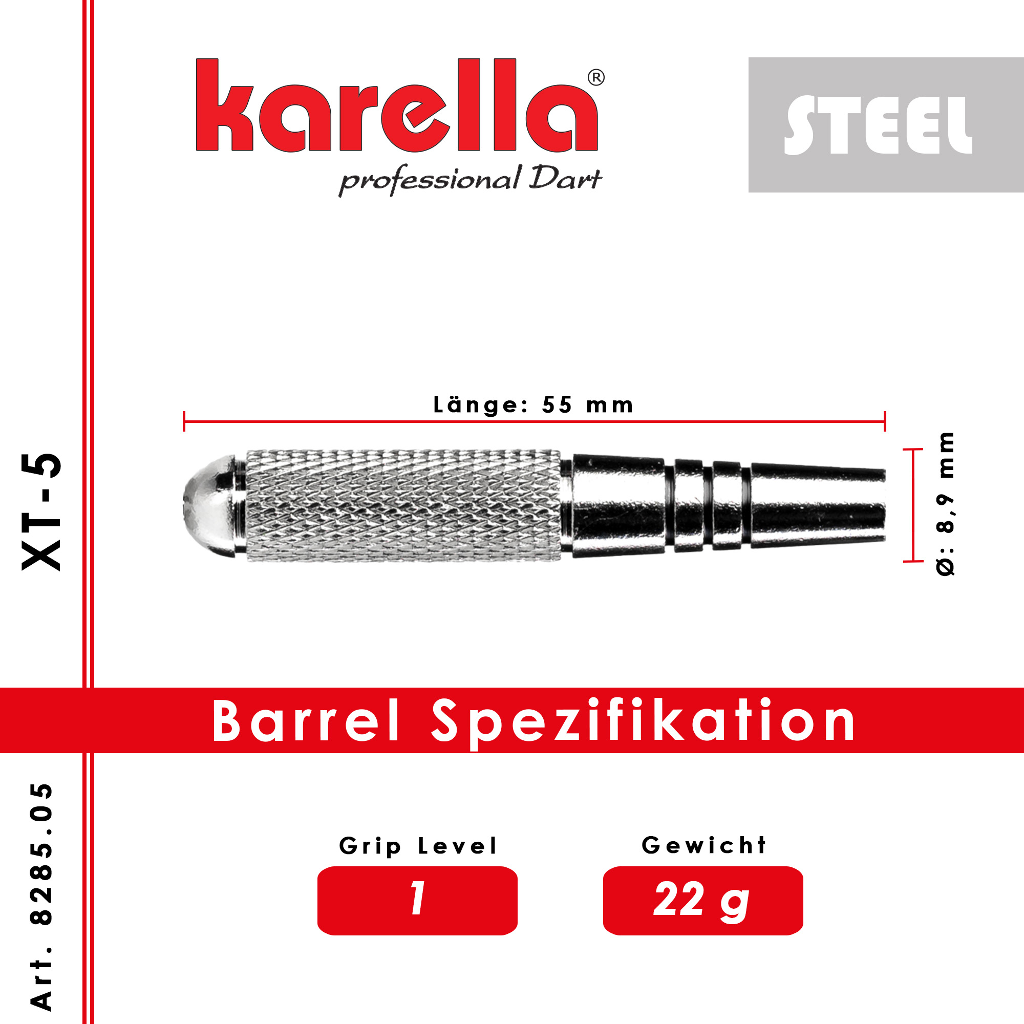 Steeldart Karella XT-Serie  XT-5  - 22 g Dartpfeile