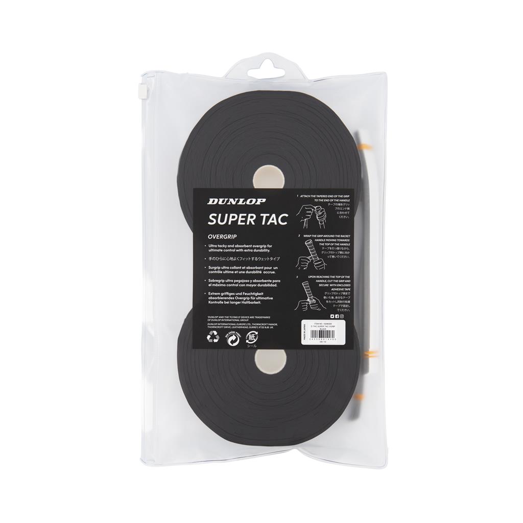 Griffbänder SUPER TAC OVERGRIP BLACK 30PCS REEL