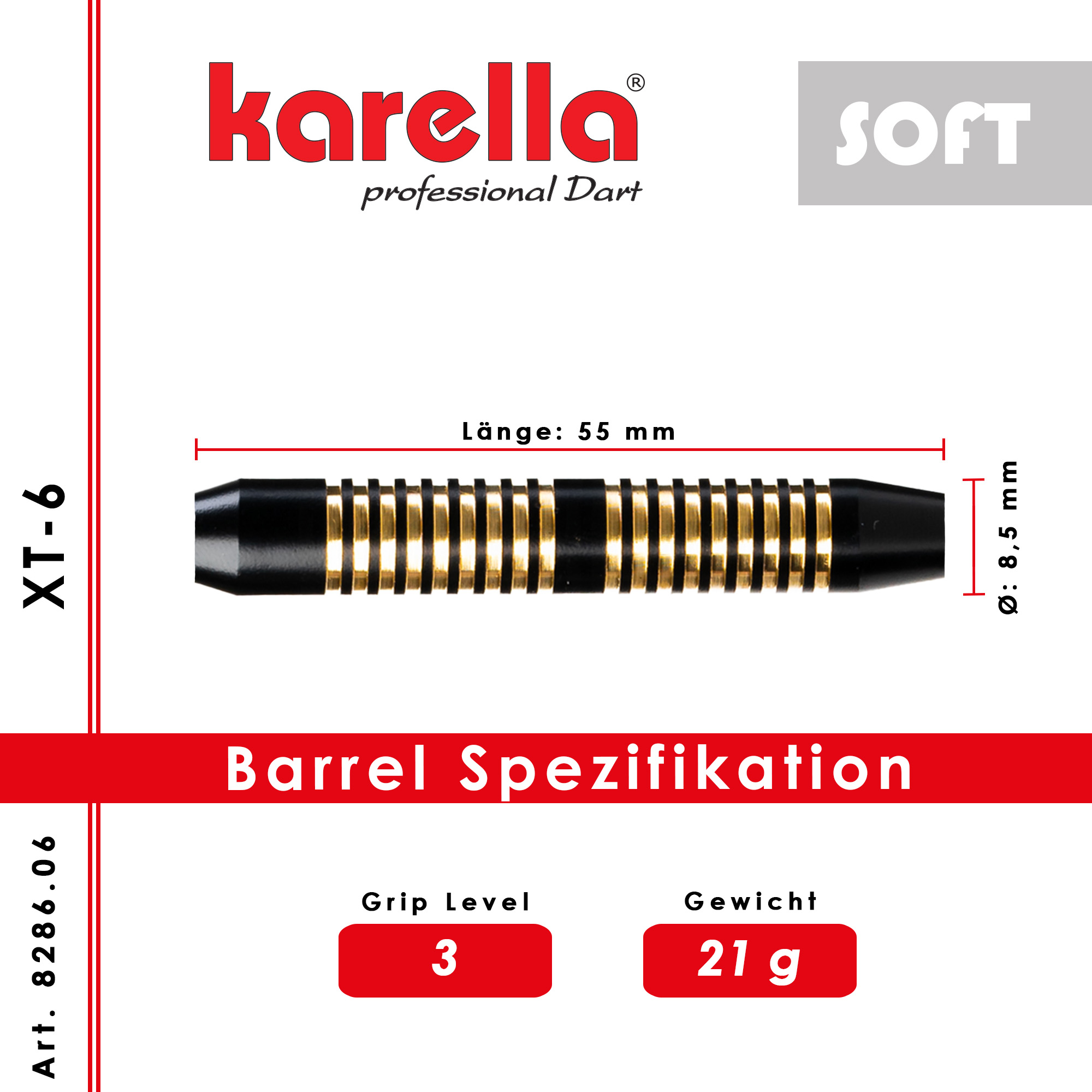 Softdart Karella XT-Serie  XT-6  - 21 g Dartpfeile