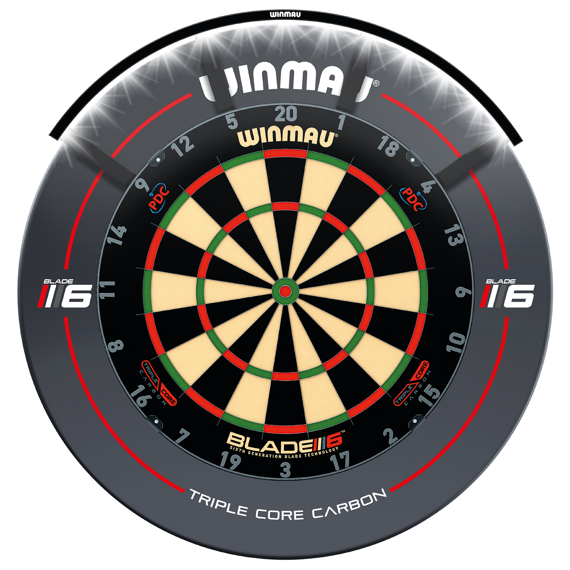Winmau Set Triple Core Dartboard + Polaris Dartboard Beleuchtung + Pro-Line Surround
